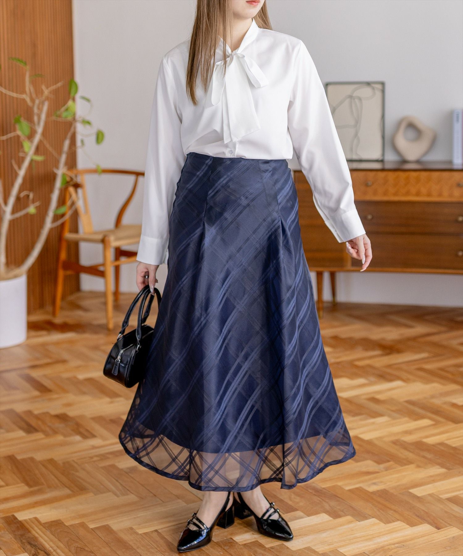 CLEAR BASIC チェック柄シアーフレアスカート[CL9609] | レディース
