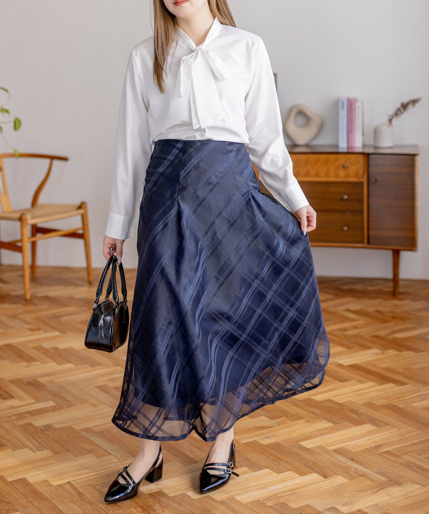CLEAR BASIC チェック柄シアーフレアスカート[CL9609] | レディース