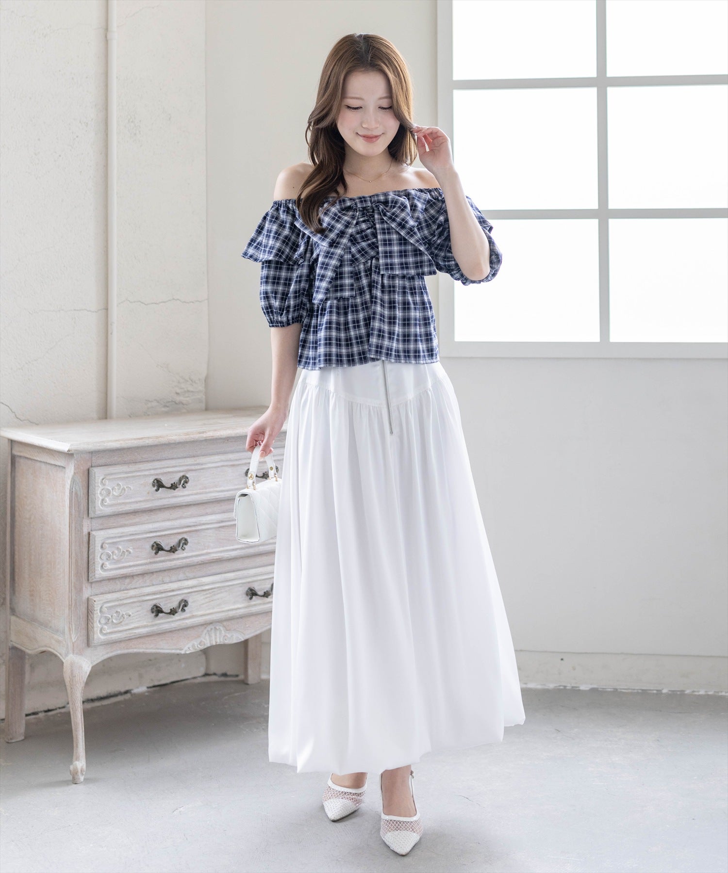 163cm/オフホワイト着用