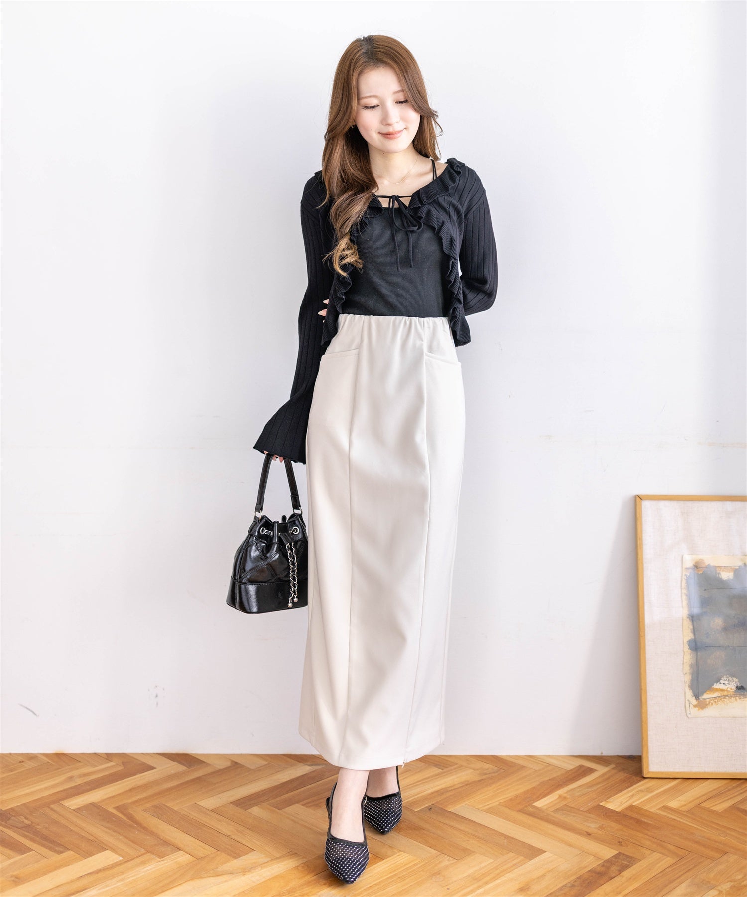 163cm/アイボリー S着用