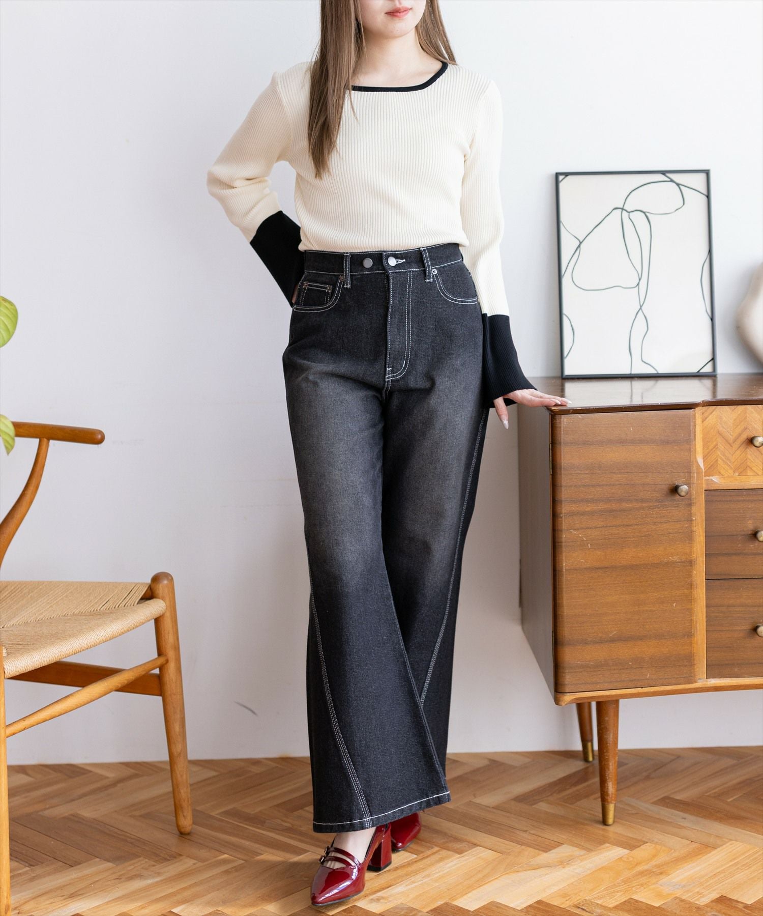 160cm/アイボリー着用