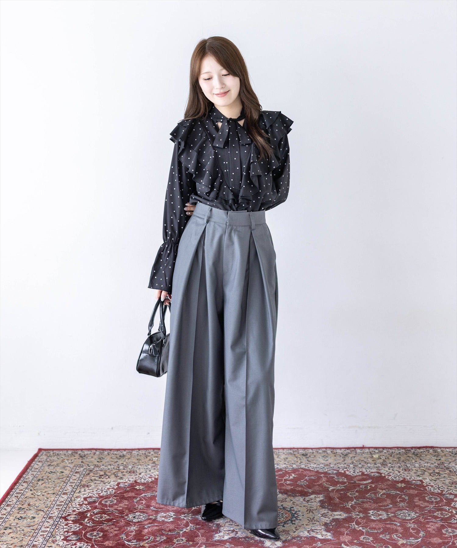 163cm/ブラック×ドット着用