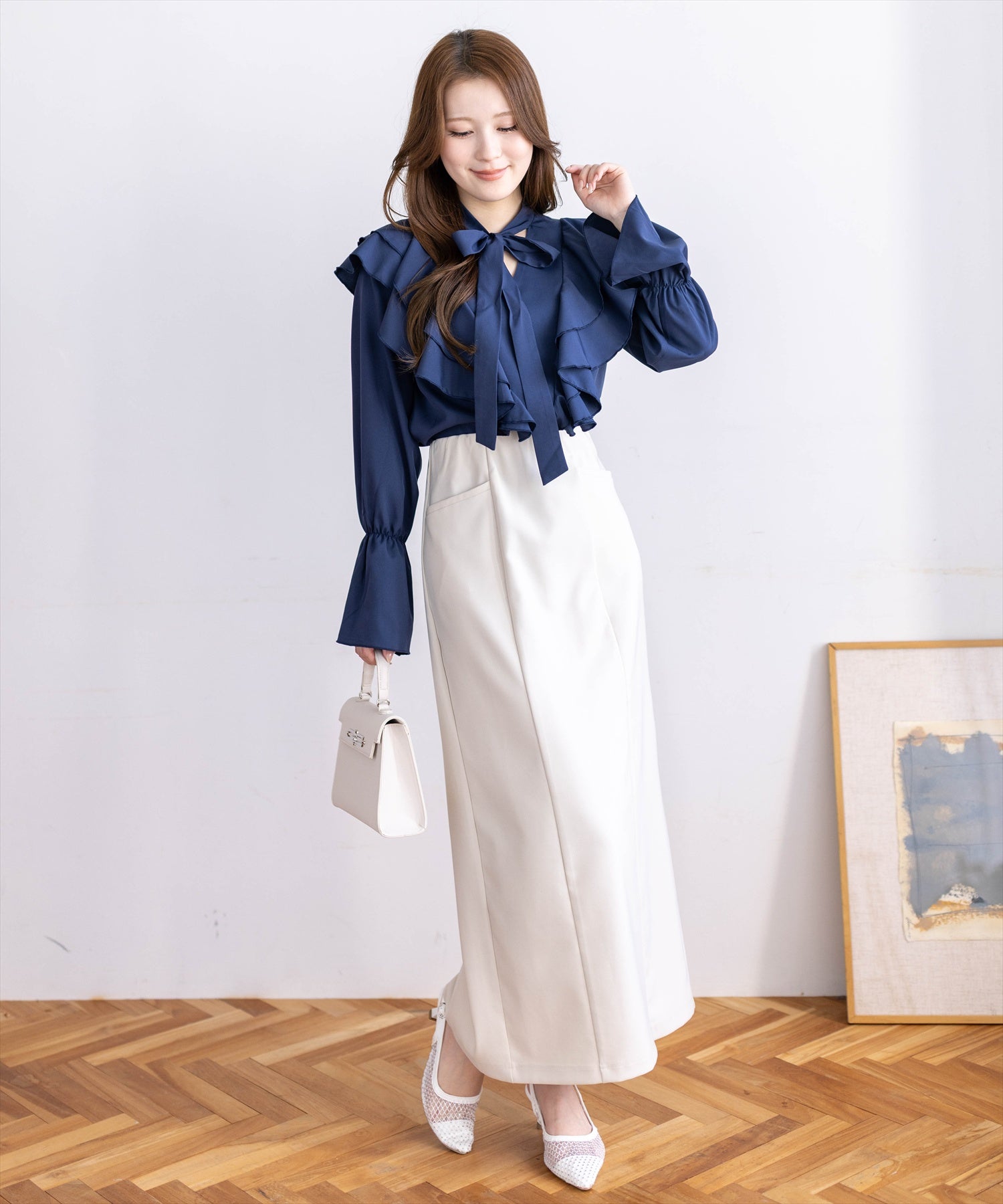 163cm/ネイビー着用