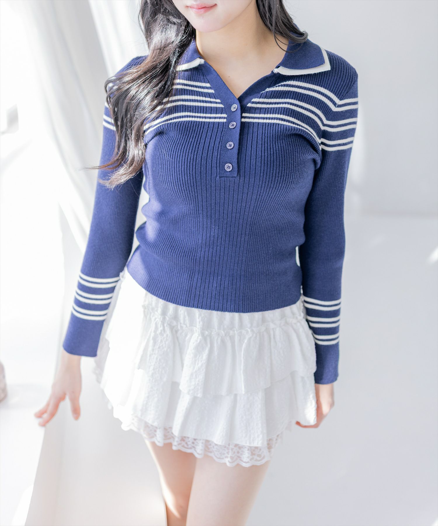 専用✨【新品・未使用】レースアップニットトップ clear≪新作≫レースアップ透かし編みニットトップス[CL9564