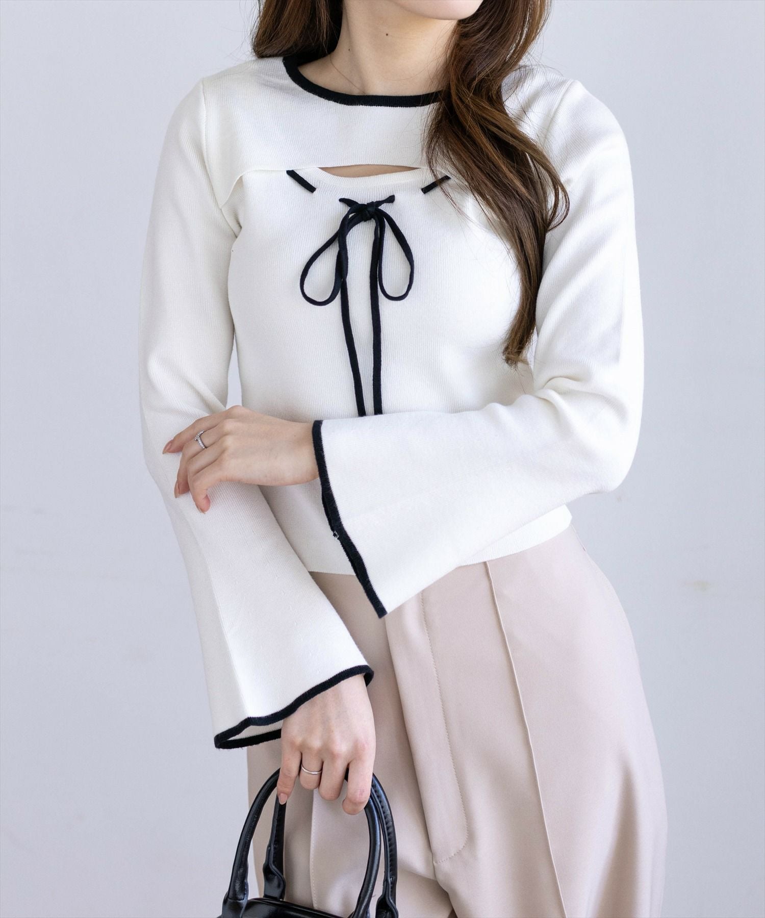 Ameri 白ニット　最終値下げ Ameri（アメリ）の「MELANGE NEP KNIT TOP（ニット/セーター）」 - WEAR