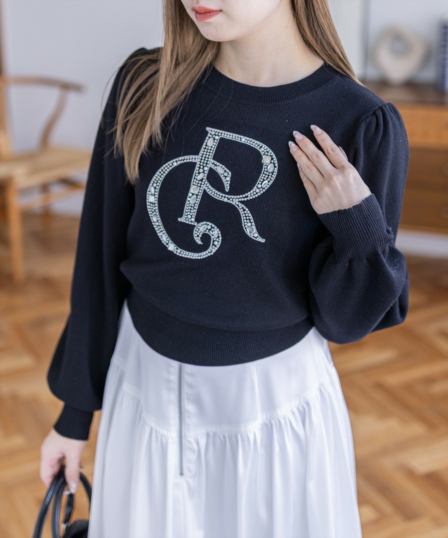 ビジュー付きバックリボンニット♡ ビッグリボンバックオープンニットトップス – Darich