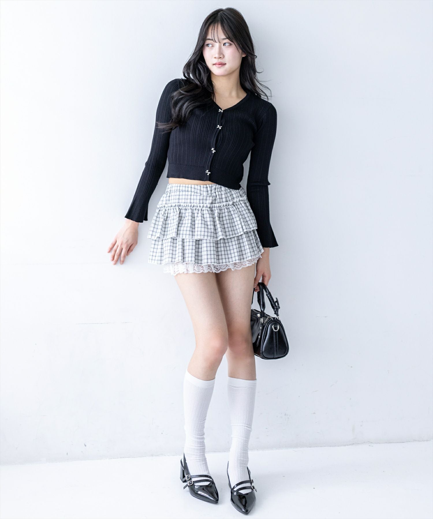 clear≪再入荷≫チェック柄フリルティアードミニスカート(セット可