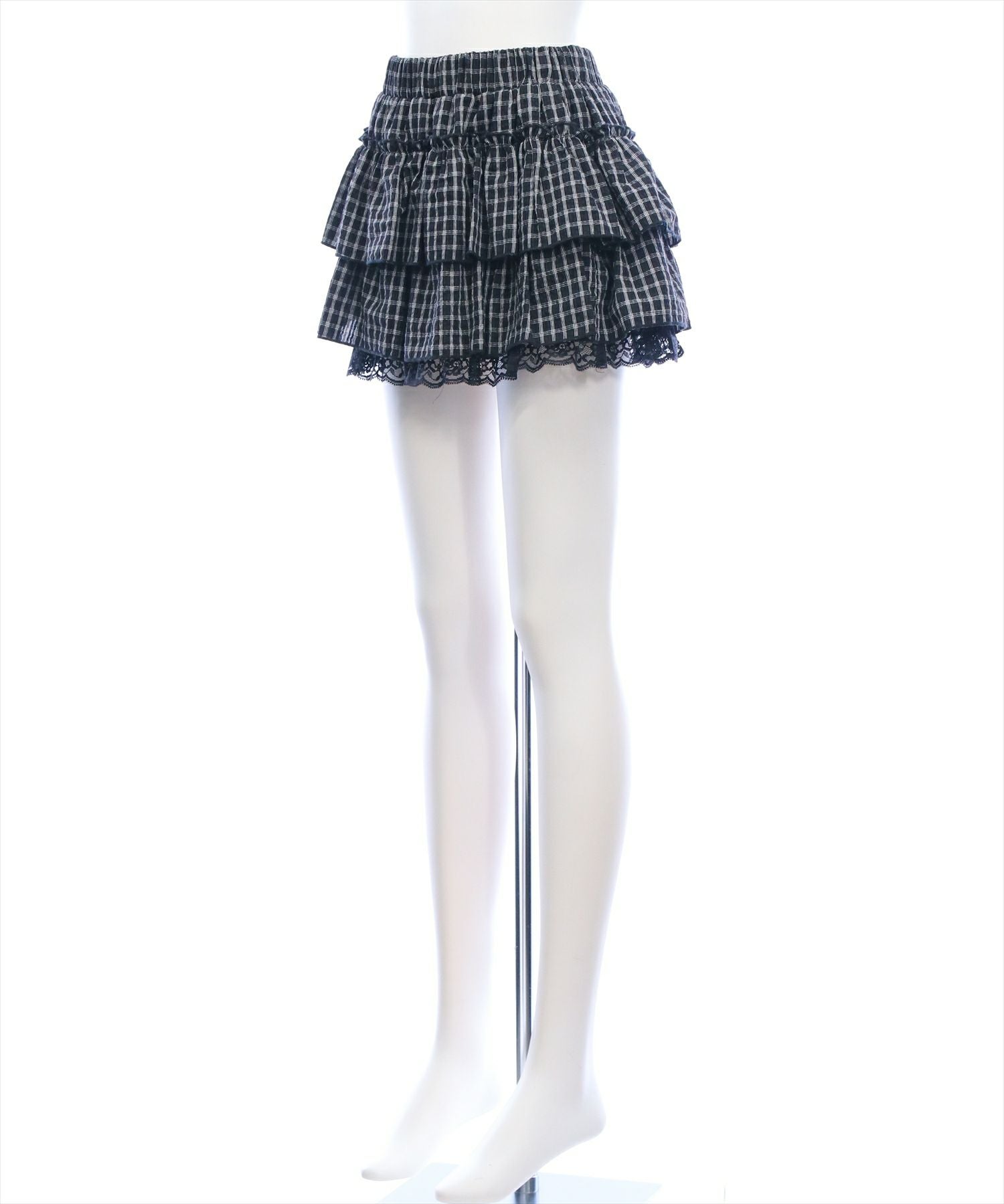 clear≪再入荷≫チェック柄フリルティアードミニスカート(セット可