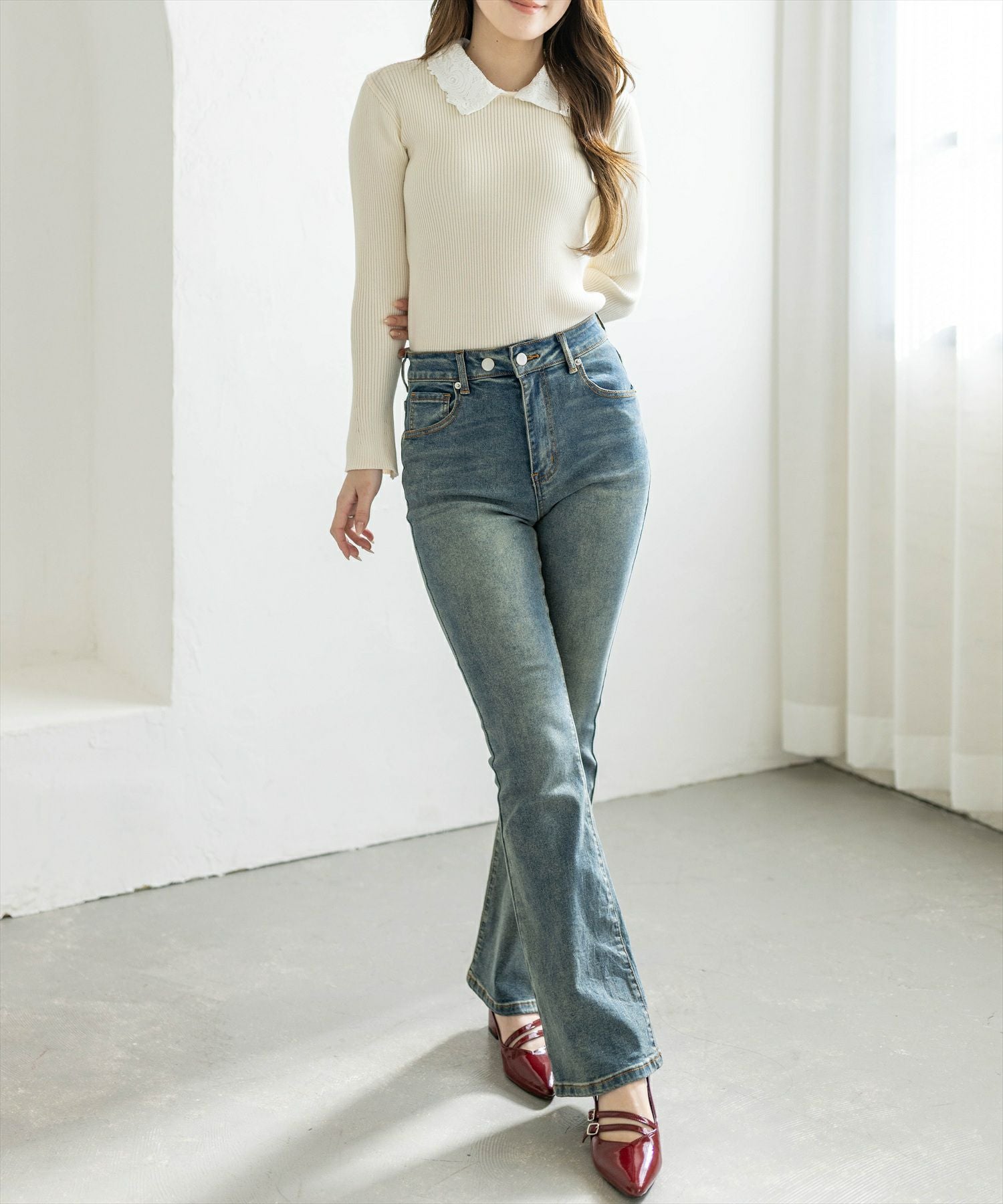 163cm/オフホワイト着用