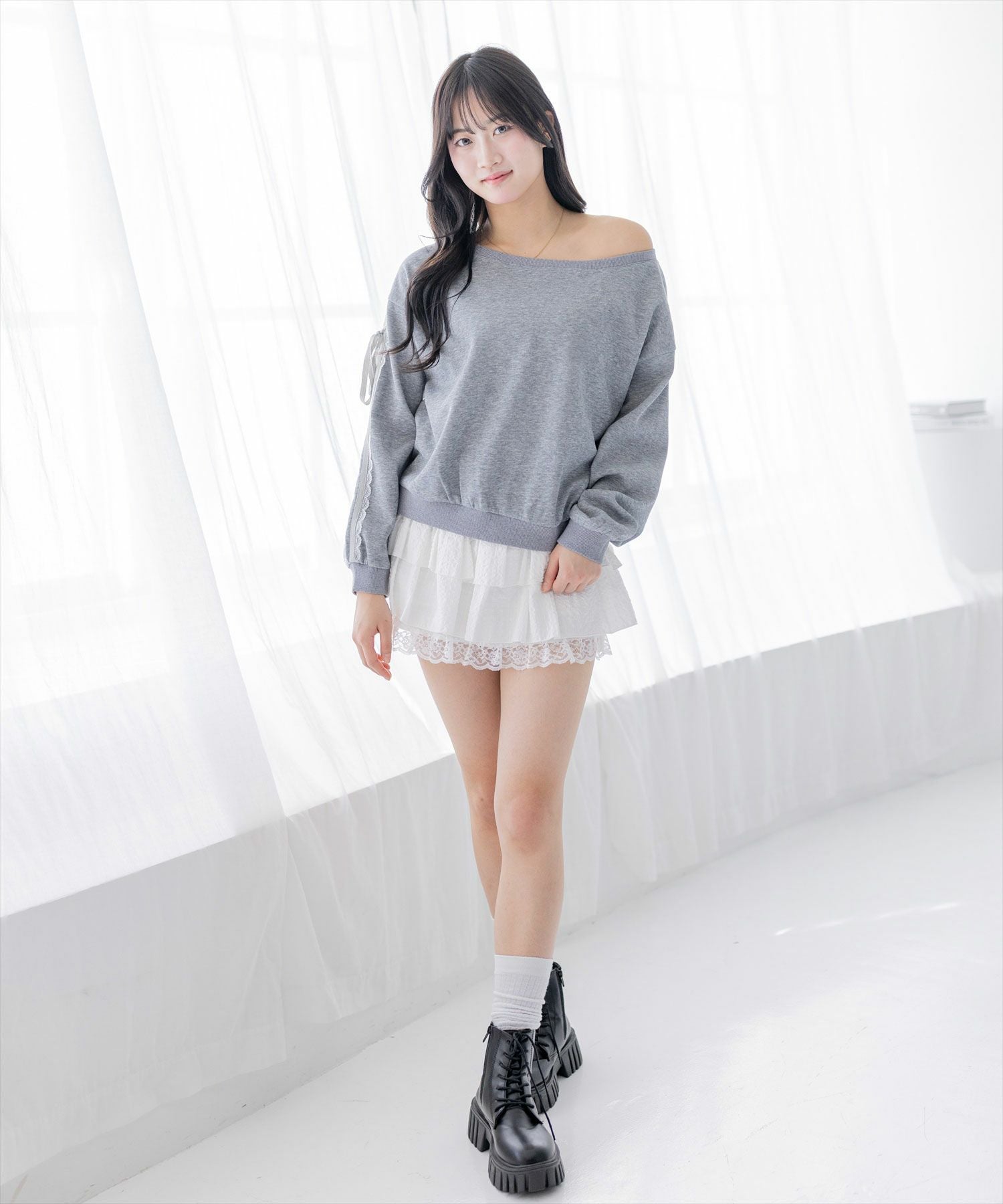 167cm/グレー着用