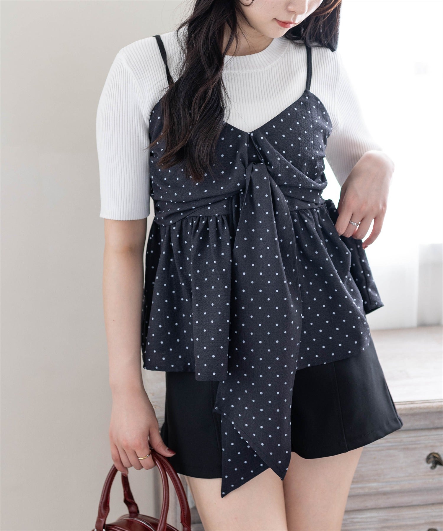 ❤︎新品❤︎ ELISABETTA  FRANCHISE リボンビスチェトップス 無地柄アソートリボンビスチェ レディースファッション | clear