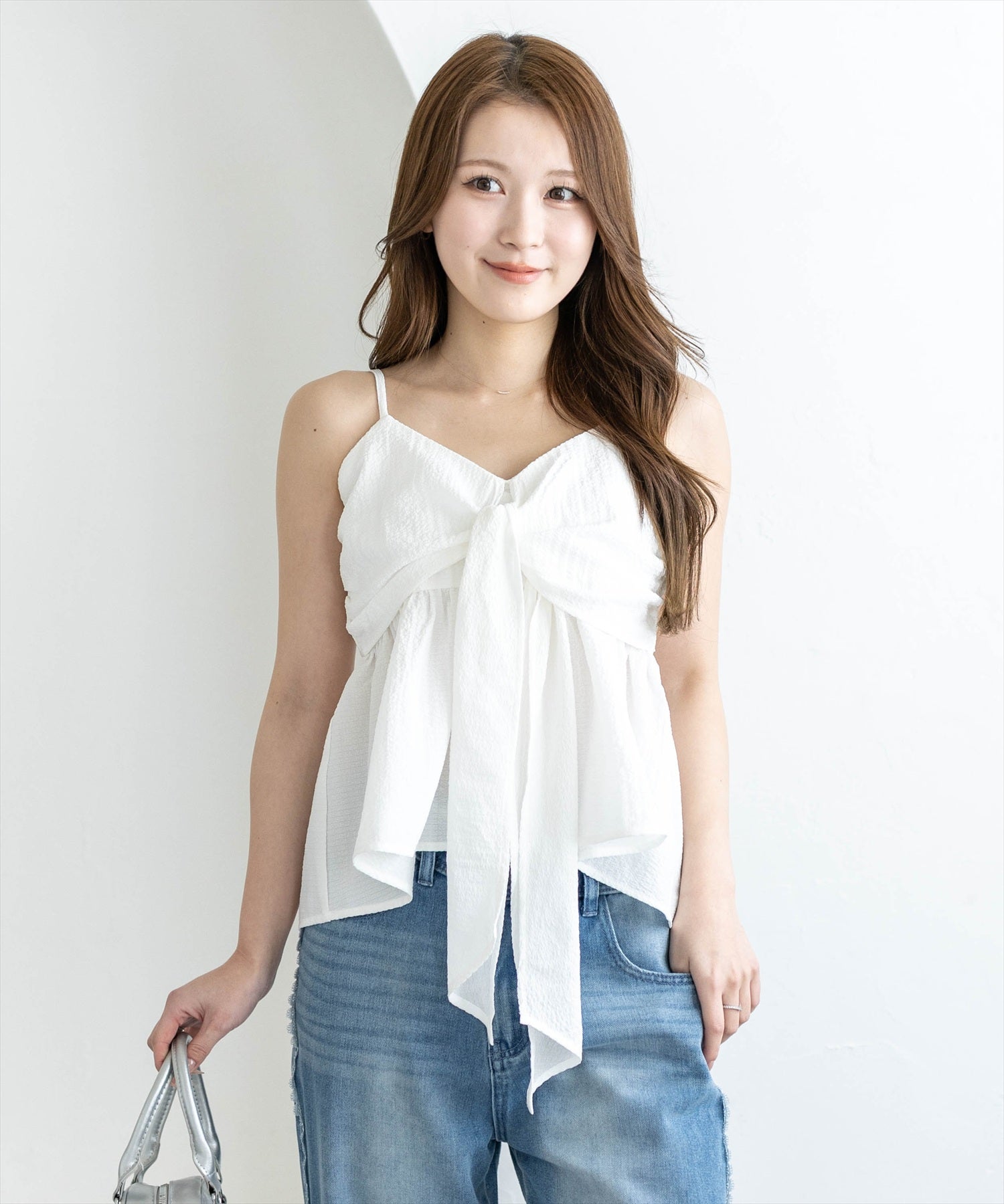❤︎新品❤︎ ELISABETTA  FRANCHISE リボンビスチェトップス 2点セット] レースリボンビスチェ+Tシャツセットアイテム レイヤード