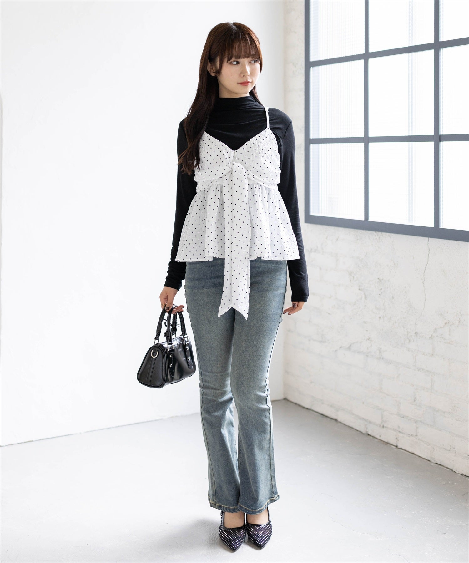 162cm/ホワイトドット着用