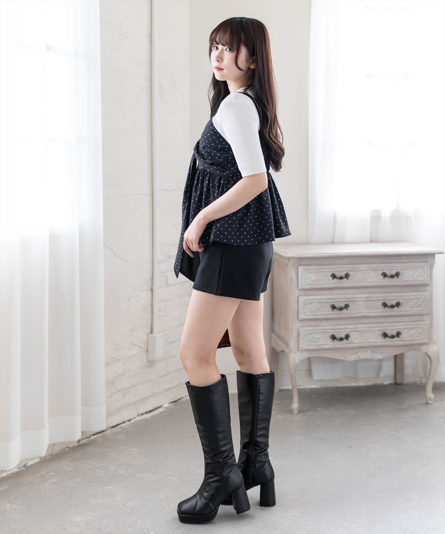 162cm/ブラックドット着用