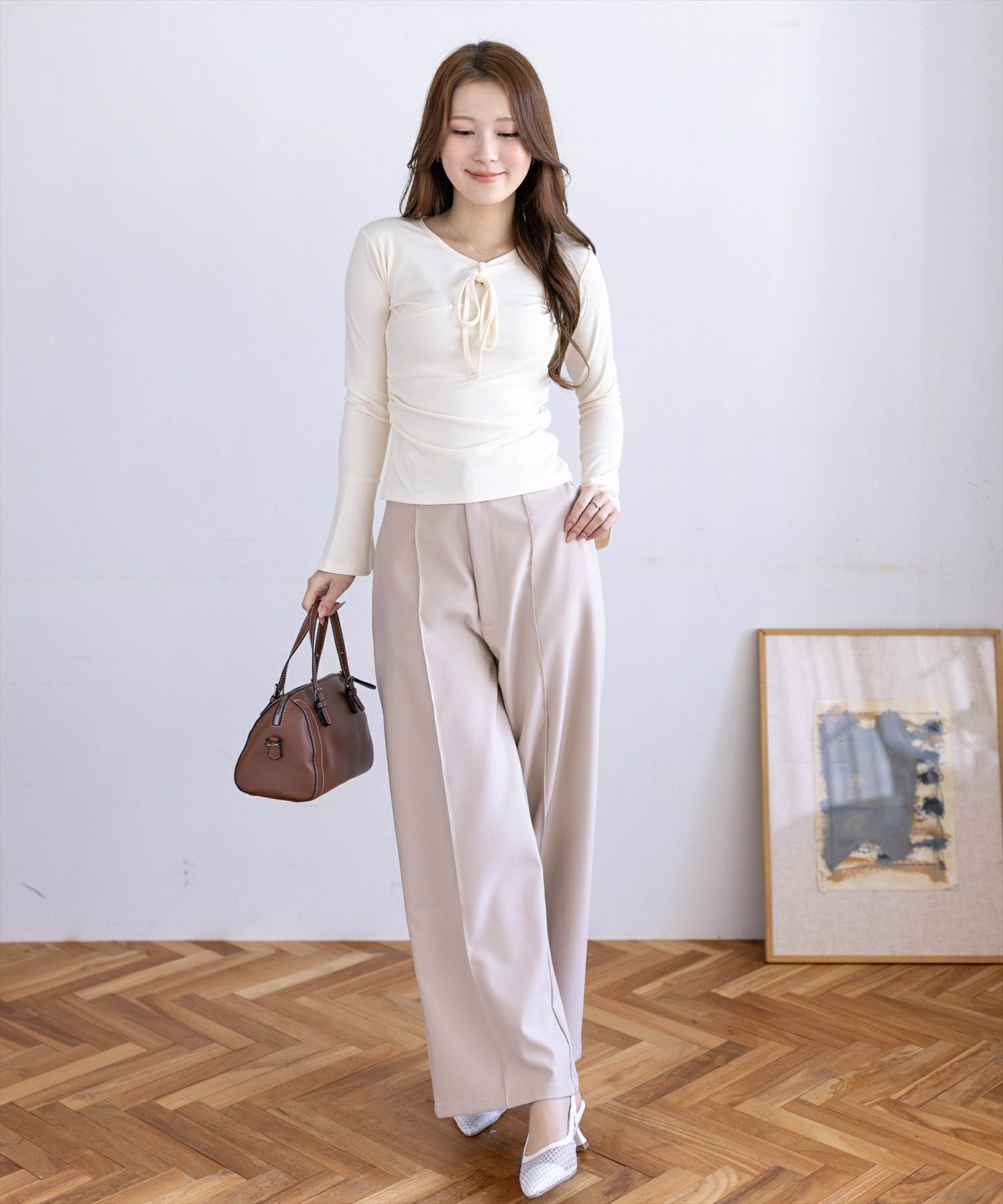 163cm/アイボリー着用