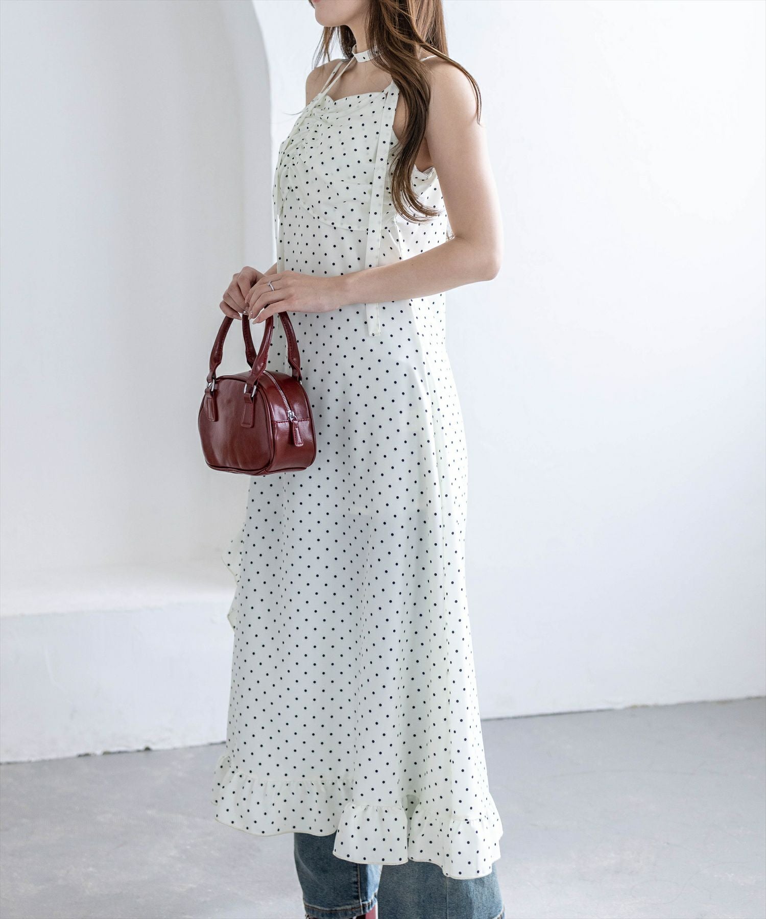 163cm/アイボリードット F着用