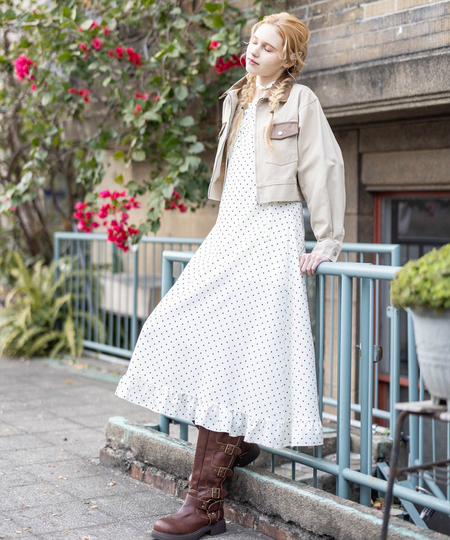 174cm/アイボリードット F着用