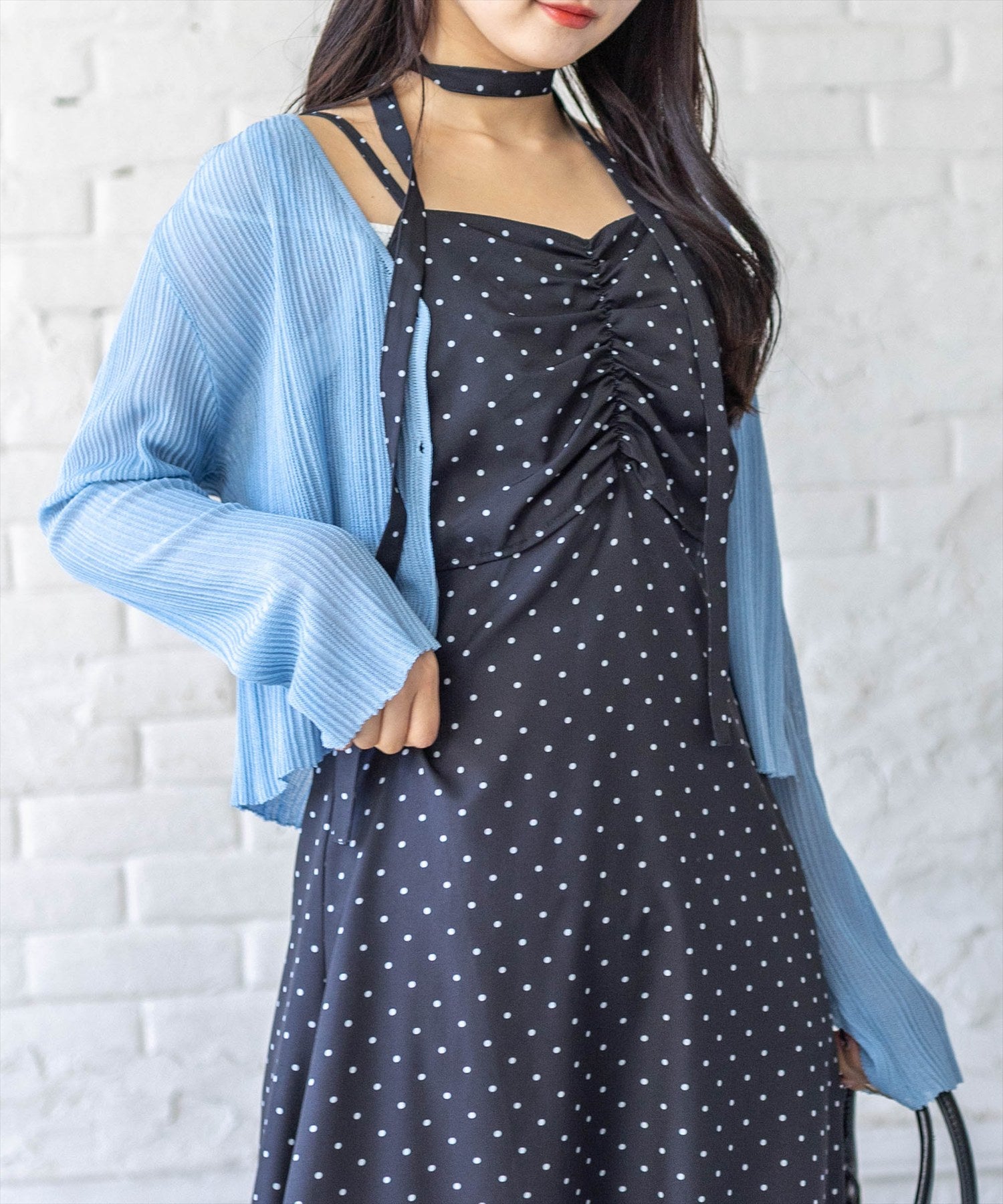 clear≪再入荷≫チョーカー付きアシンメトリードットキャミワンピース
