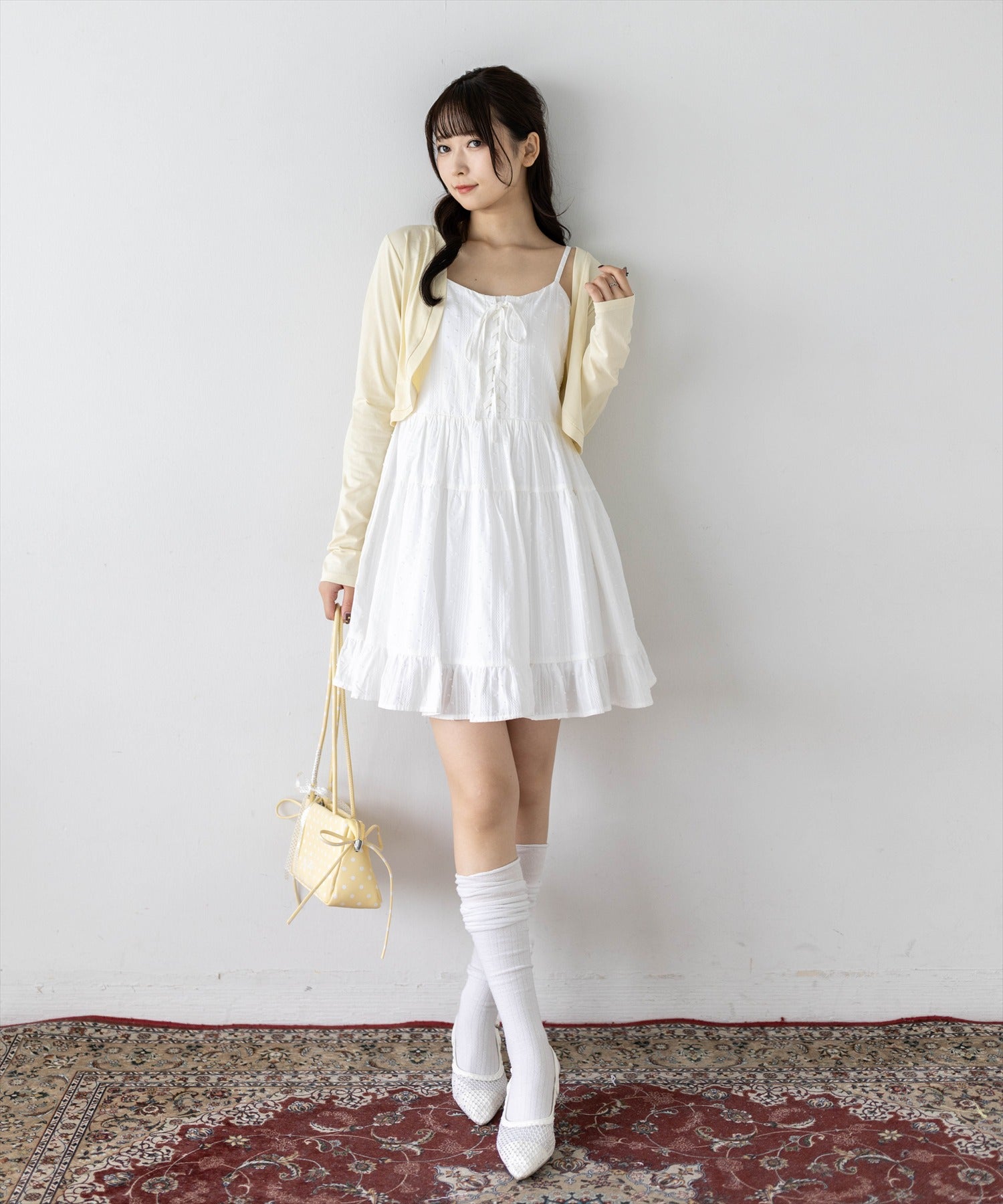 clear≪再入荷≫ドビードットレースアップキャミワンピース[CL9621