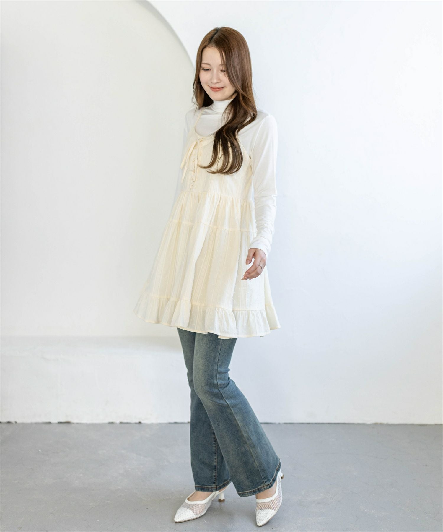 163cm/ライトベージュ着用