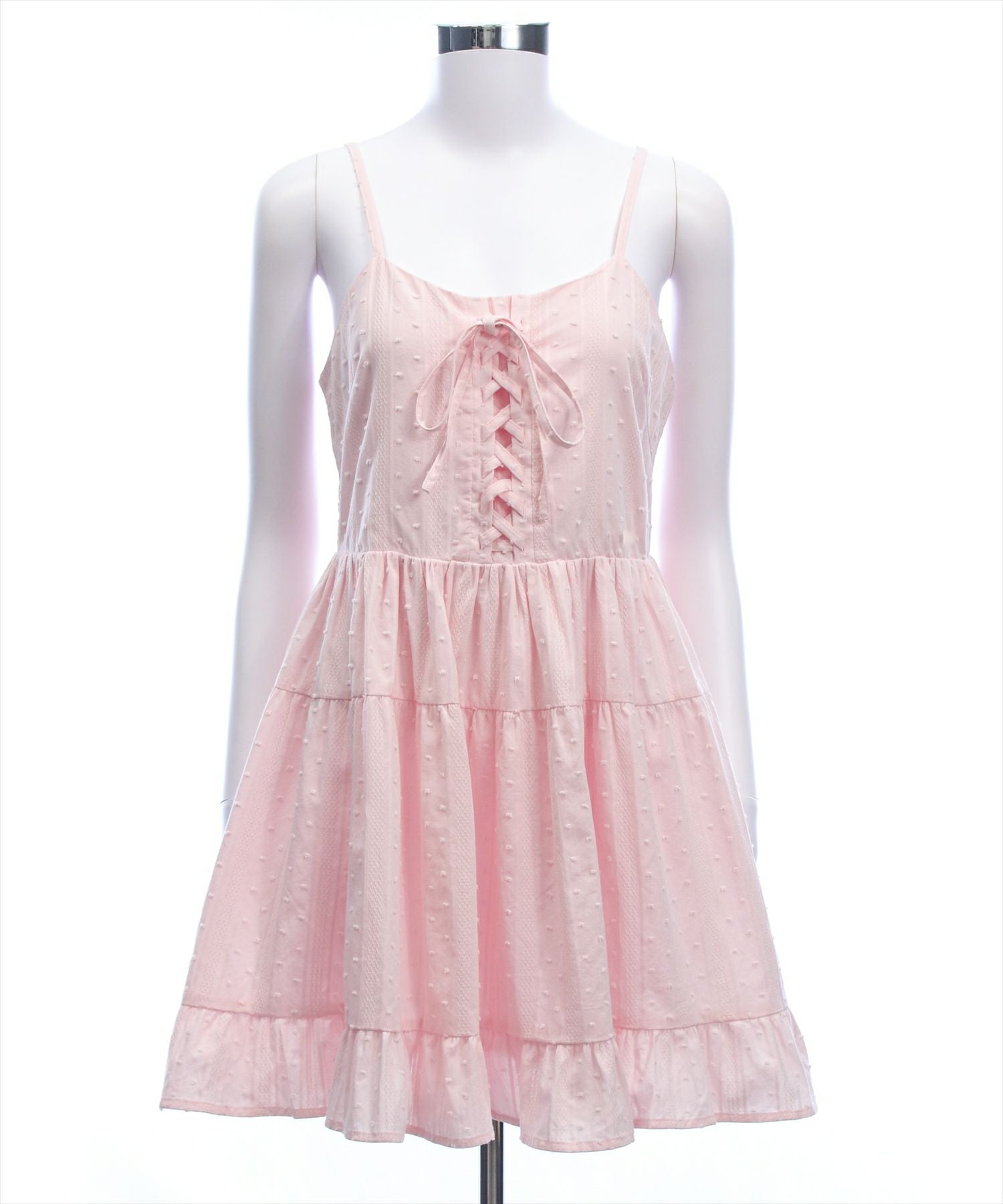 clear≪再入荷≫ドット柄レースアップキャミワンピース[CL9621 clear≪再入荷≫ドット柄レースアップキャミワンピース[CL9621