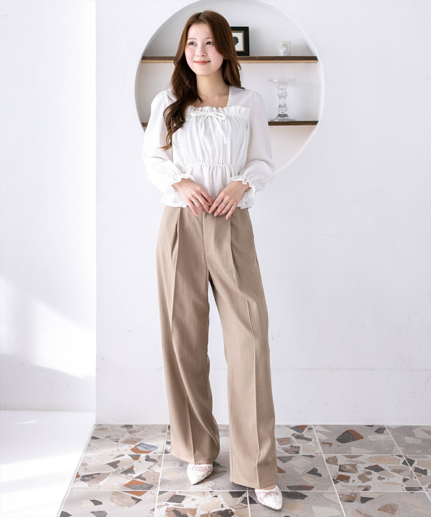 163cm/オフホワイト着用