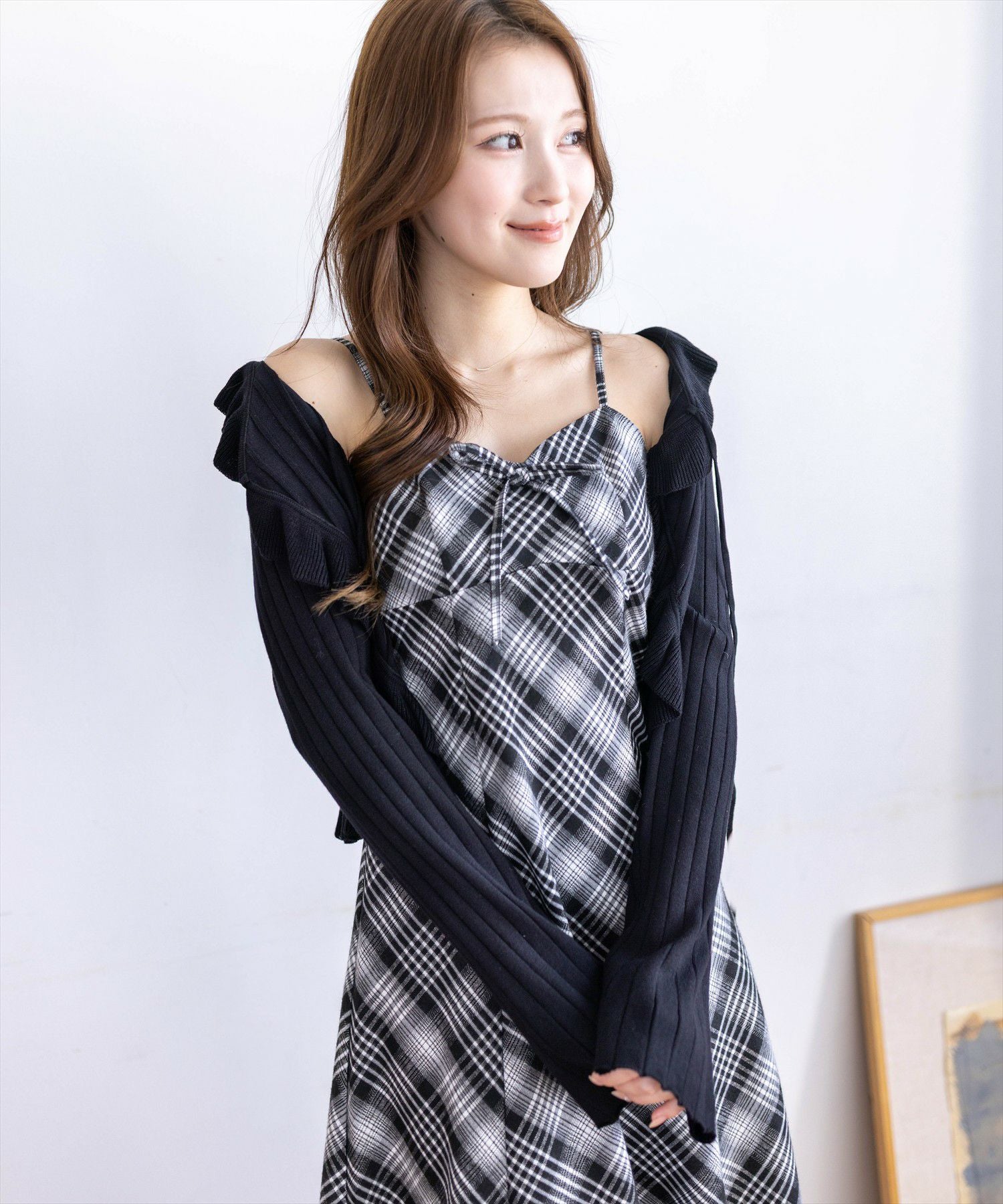 clear≪再入荷≫リボン付きチェック柄キャミワンピース[CL9739