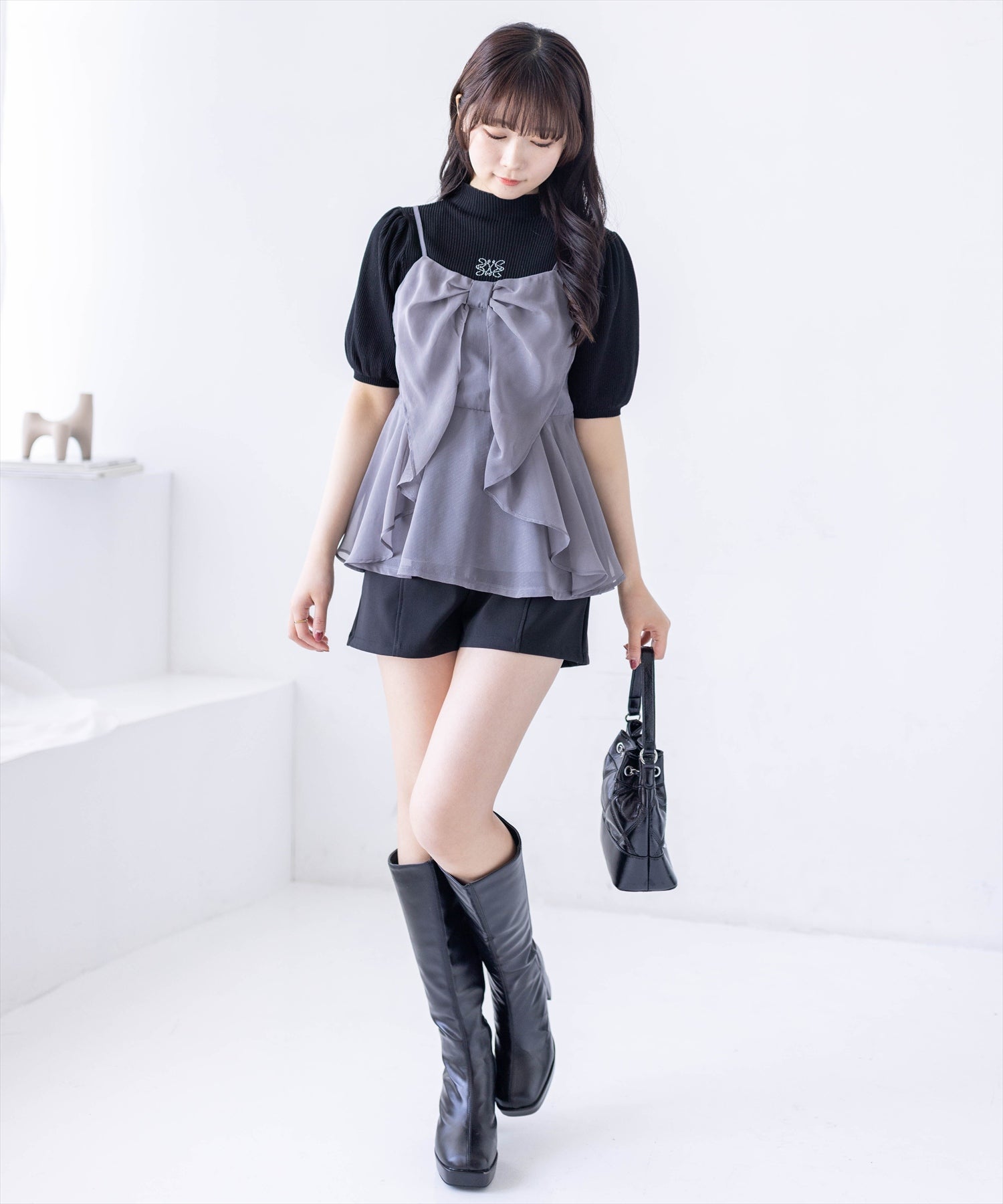 162cm/グレー着用