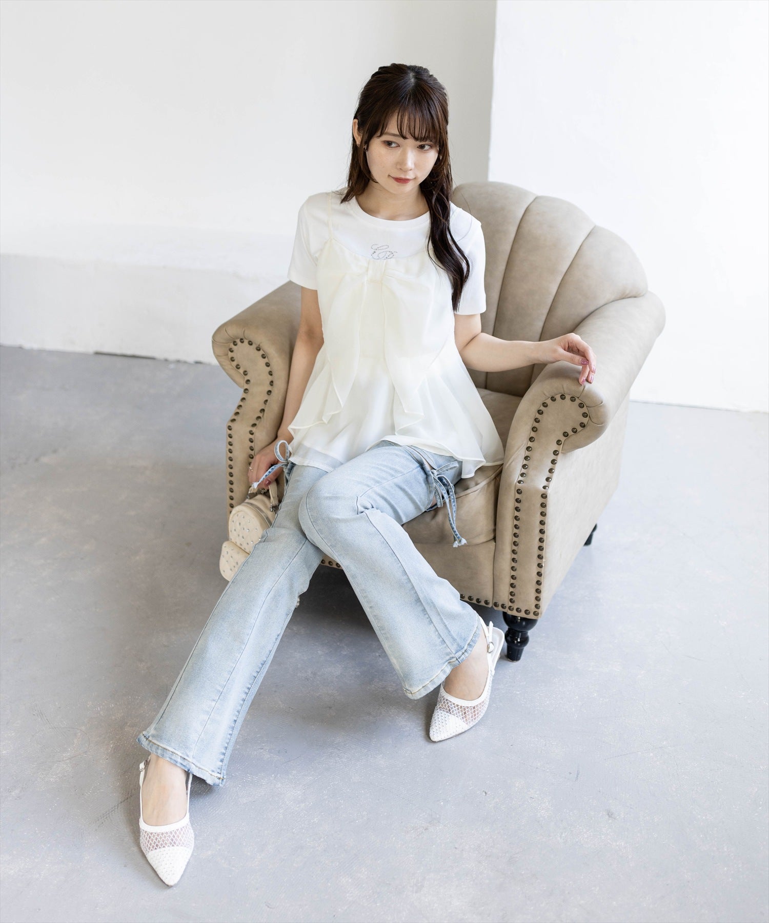 162cm/アイボリー着用