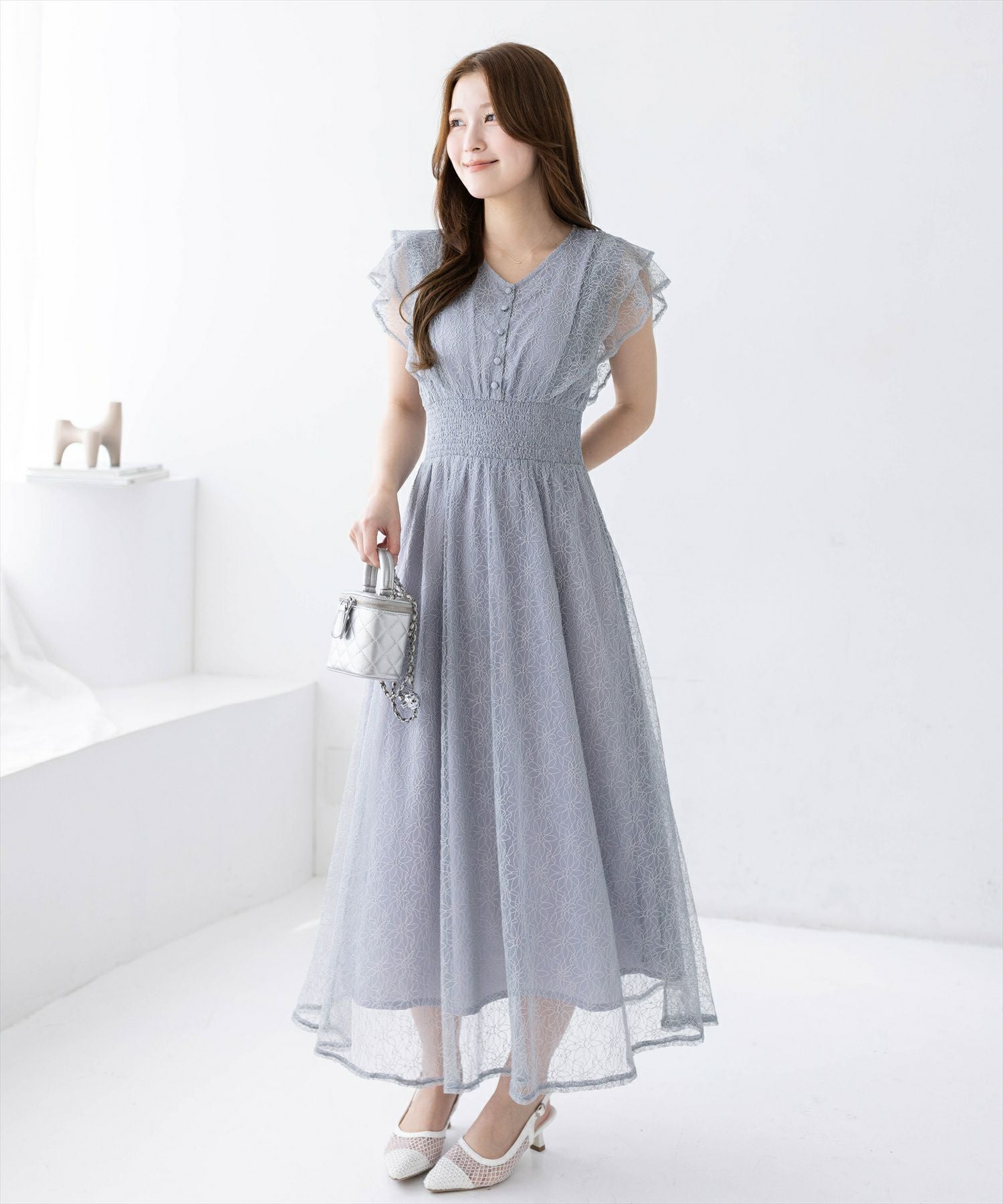 clear 千鳥柄裾アシメフリルシャツワンピース[CL8903] | レディース