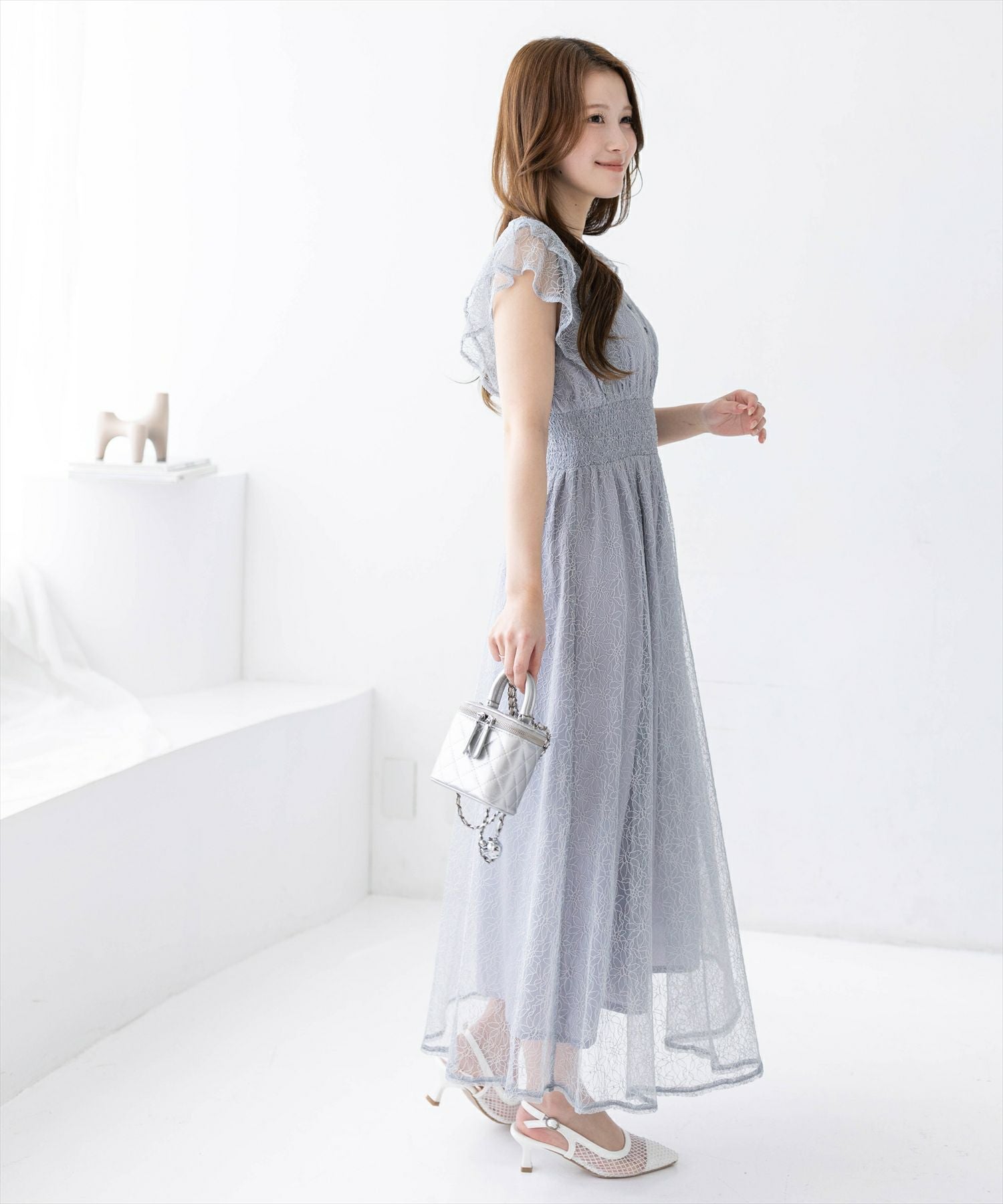 CLEAR BASIC≪再入荷≫フラワーレースフレアスリーブワンピース[CL9613