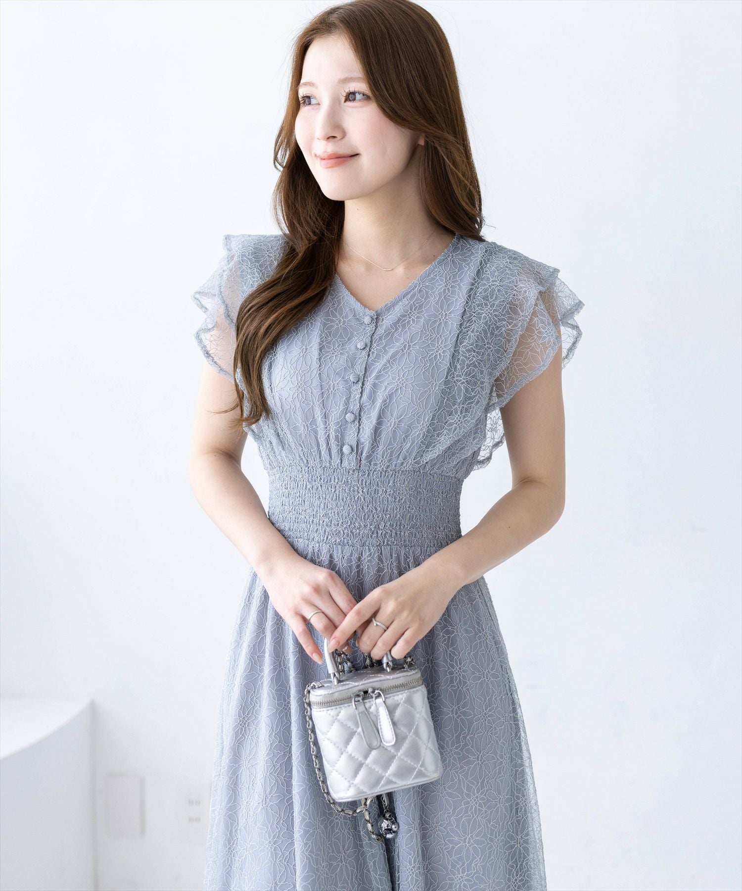 CLEAR BASIC≪再入荷≫フラワーレースフレアスリーブワンピース[CL9613
