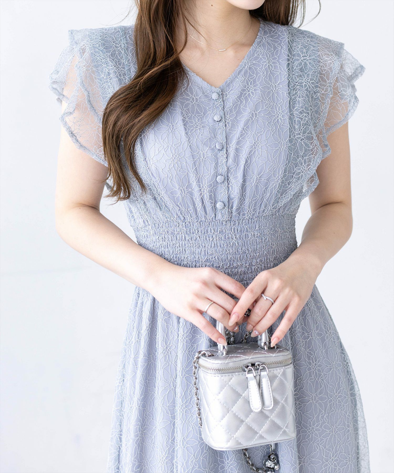 CLEAR BASIC≪再入荷≫フラワーレースフレアスリーブワンピース[CL9613