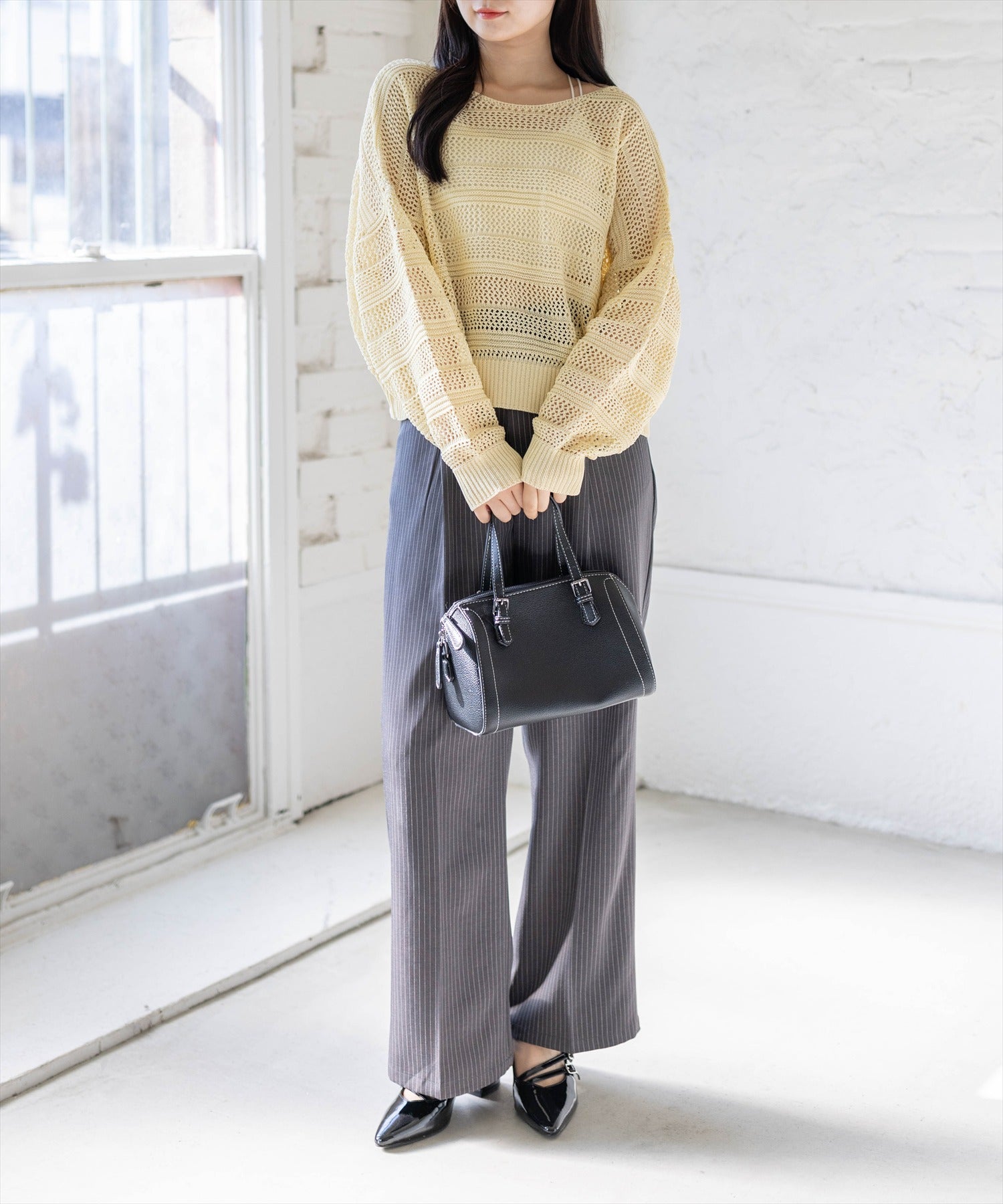 CLEAR BASIC 透かし編みニットトップス[CL9728] | レディース