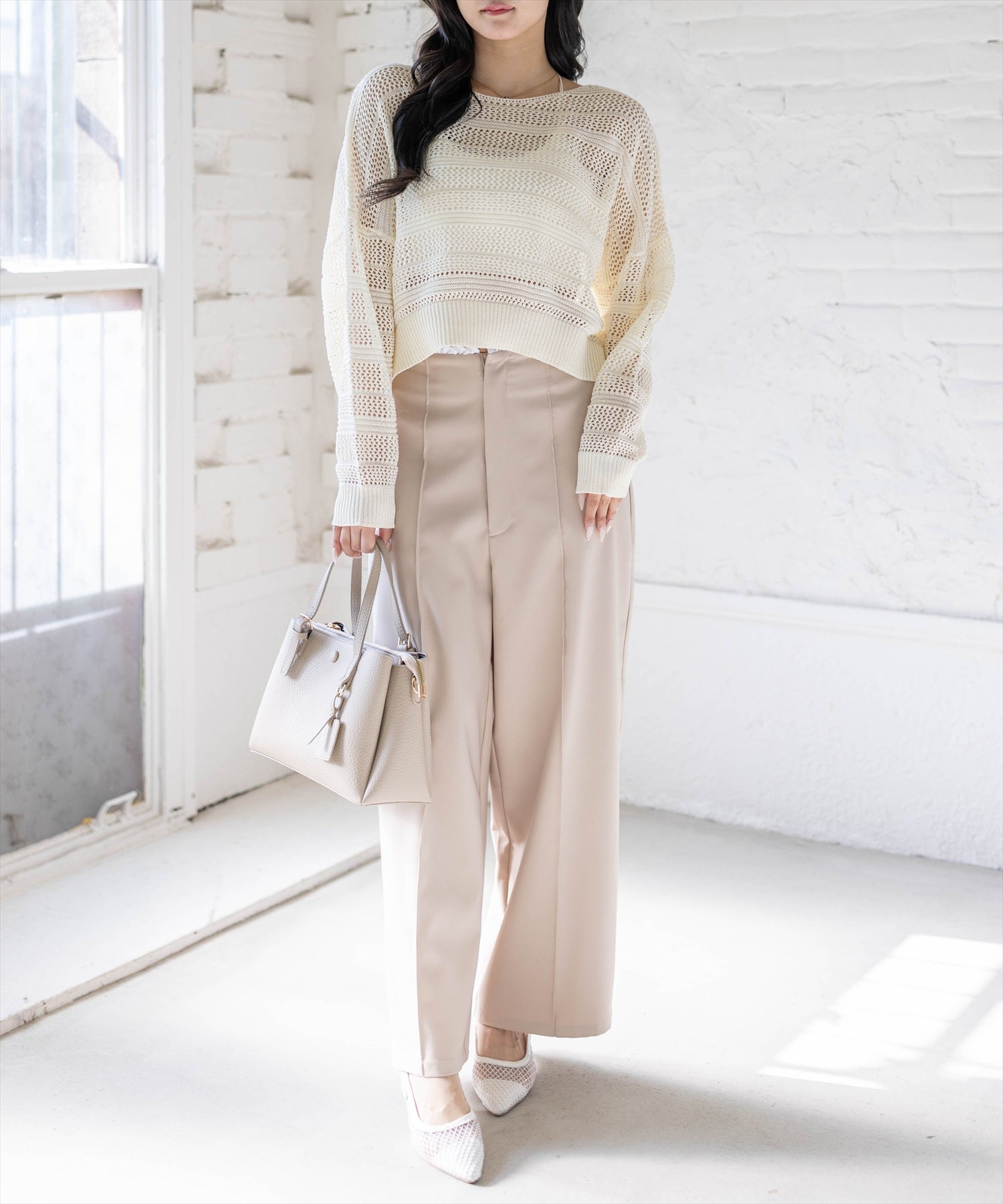 168cm/アイボリー着用