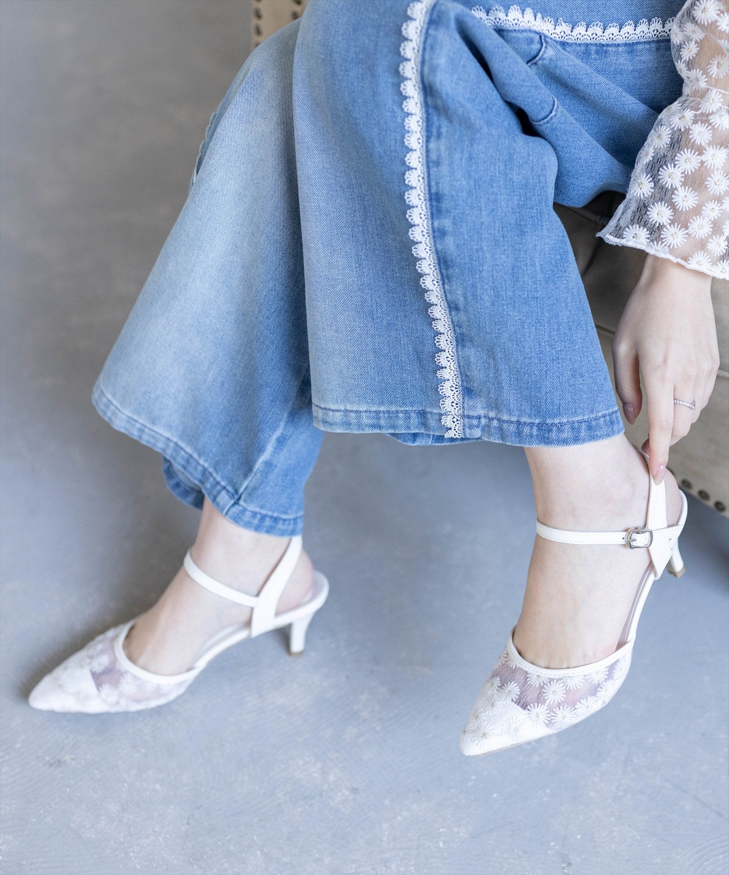 163cm/アイボリー着用