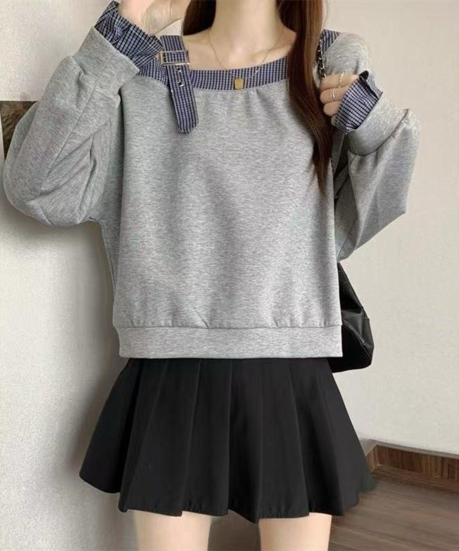STAY MOTION≪WEB限定≫チェック柄配色ワンショルダートップス[ST1133