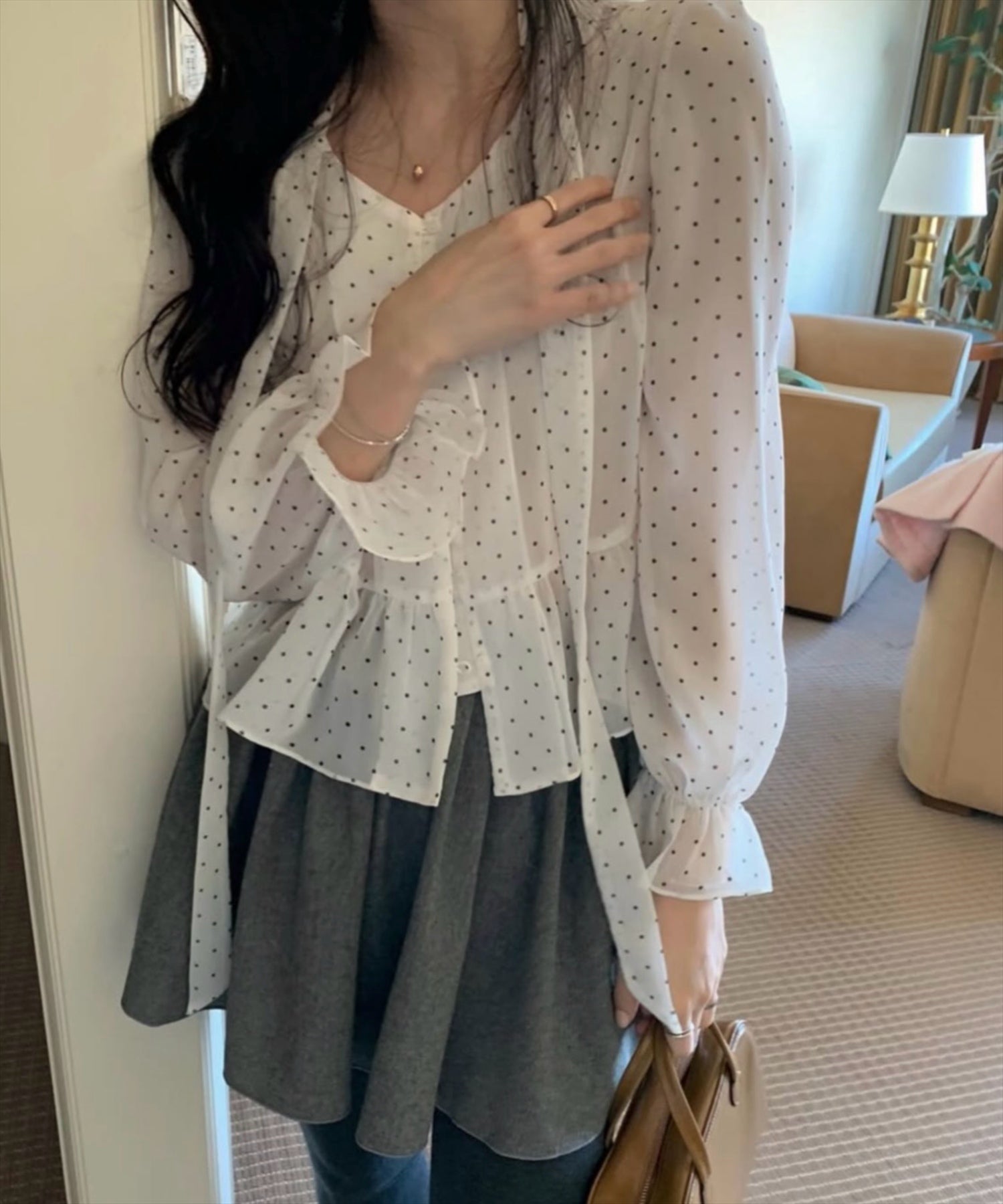 STAY MOTION≪WEB限定/新作≫裾フリルシフォンブラウス[ST1128