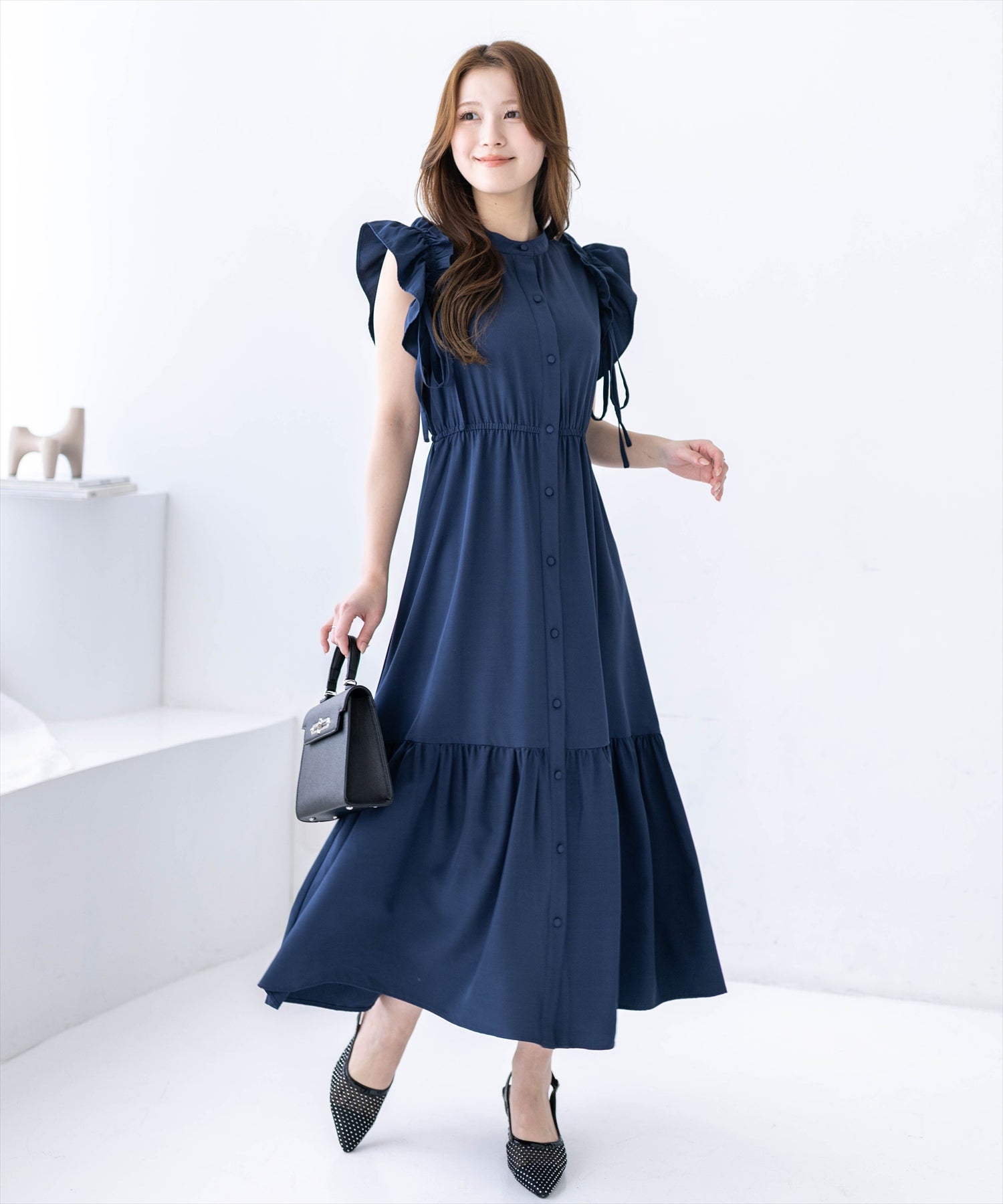 CLEAR BASIC≪新作≫リボン付きフリルノースリーブワンピース[CL9743