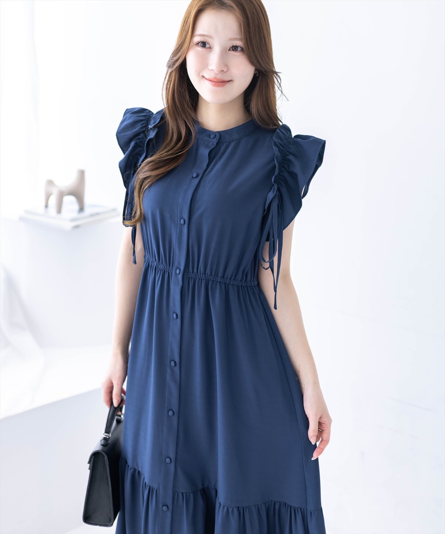 CLEAR BASIC≪新作≫リボン付きフリルノースリーブワンピース[CL9743