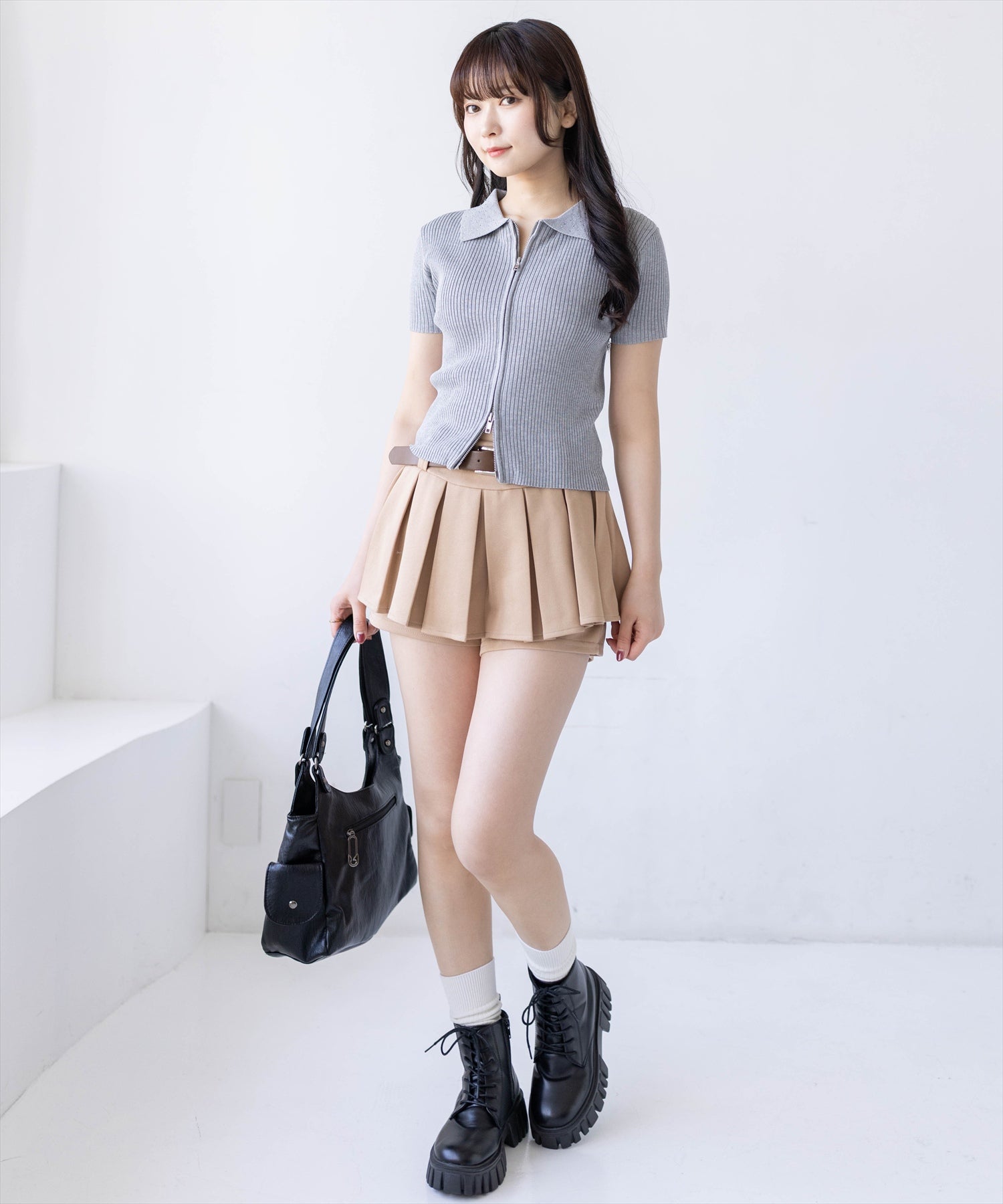 162cm/杢グレー着用