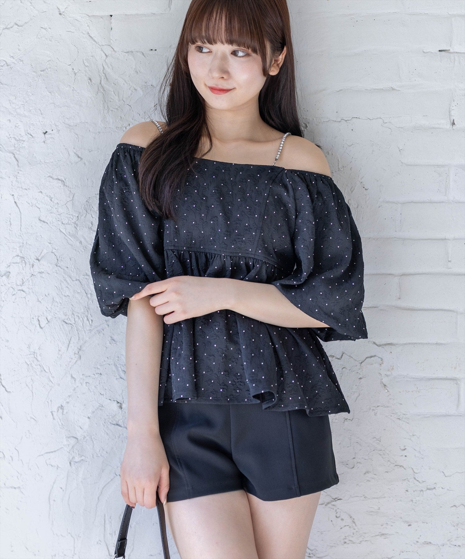 clear≪再入荷≫肩ビジュー2wayラインストーンフクレジャガード