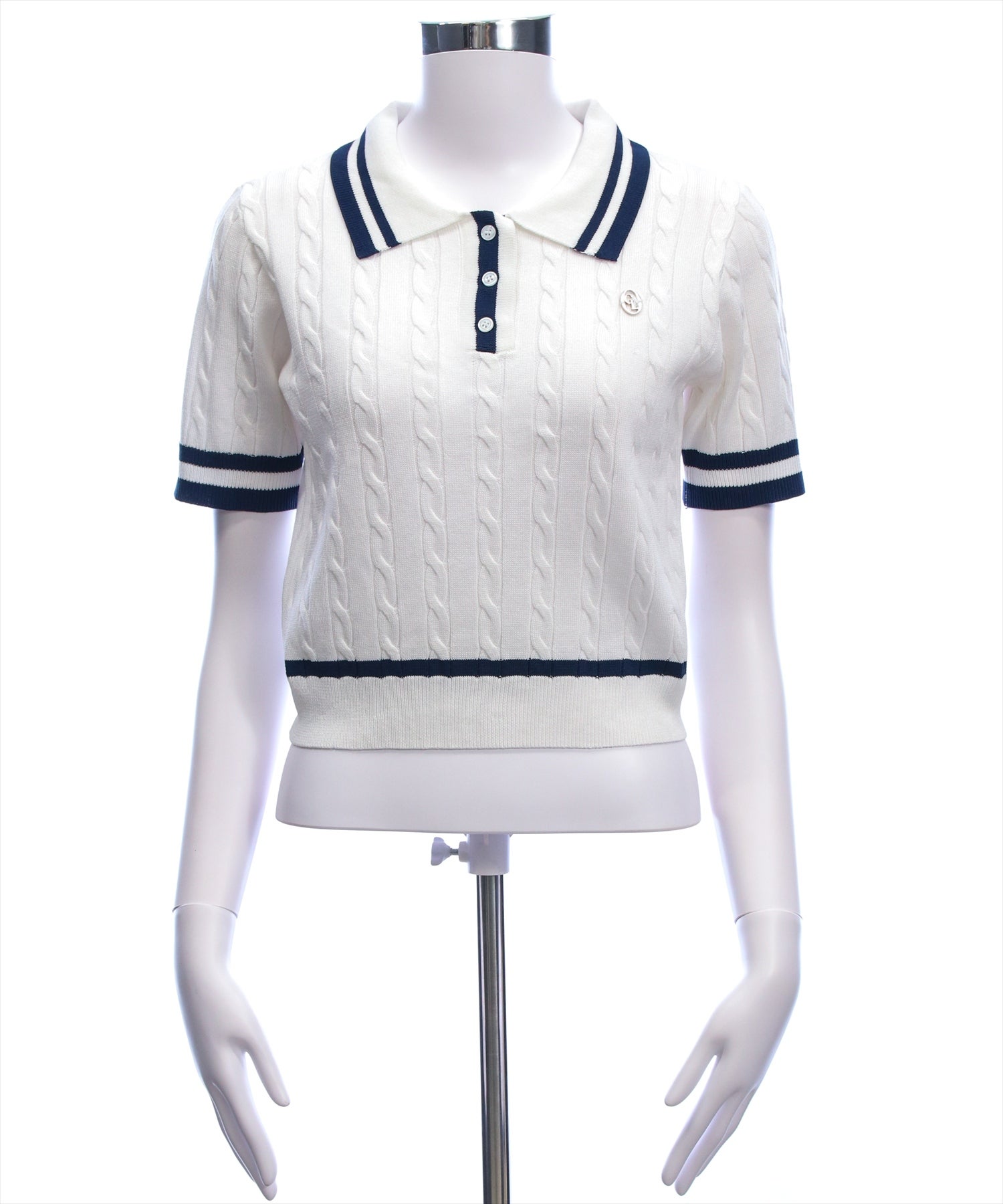 polo／半袖ケーブルニット・ホワイト POLO RALPH LAUREN - 新品タグ付 ラルフローレン 半袖ケーブルニット
