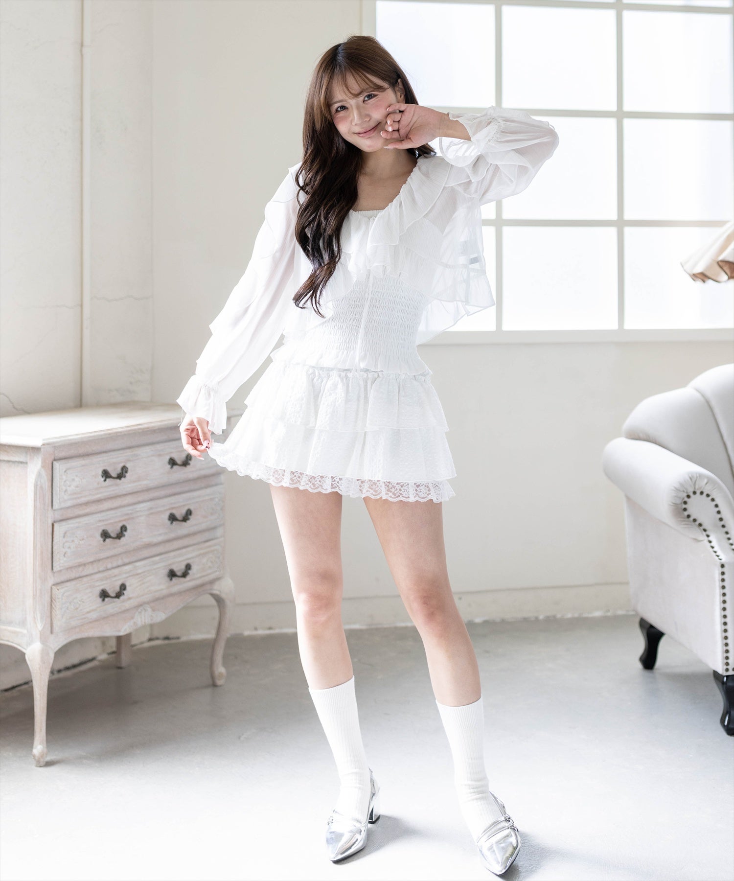 161cm/オフホワイト着用
