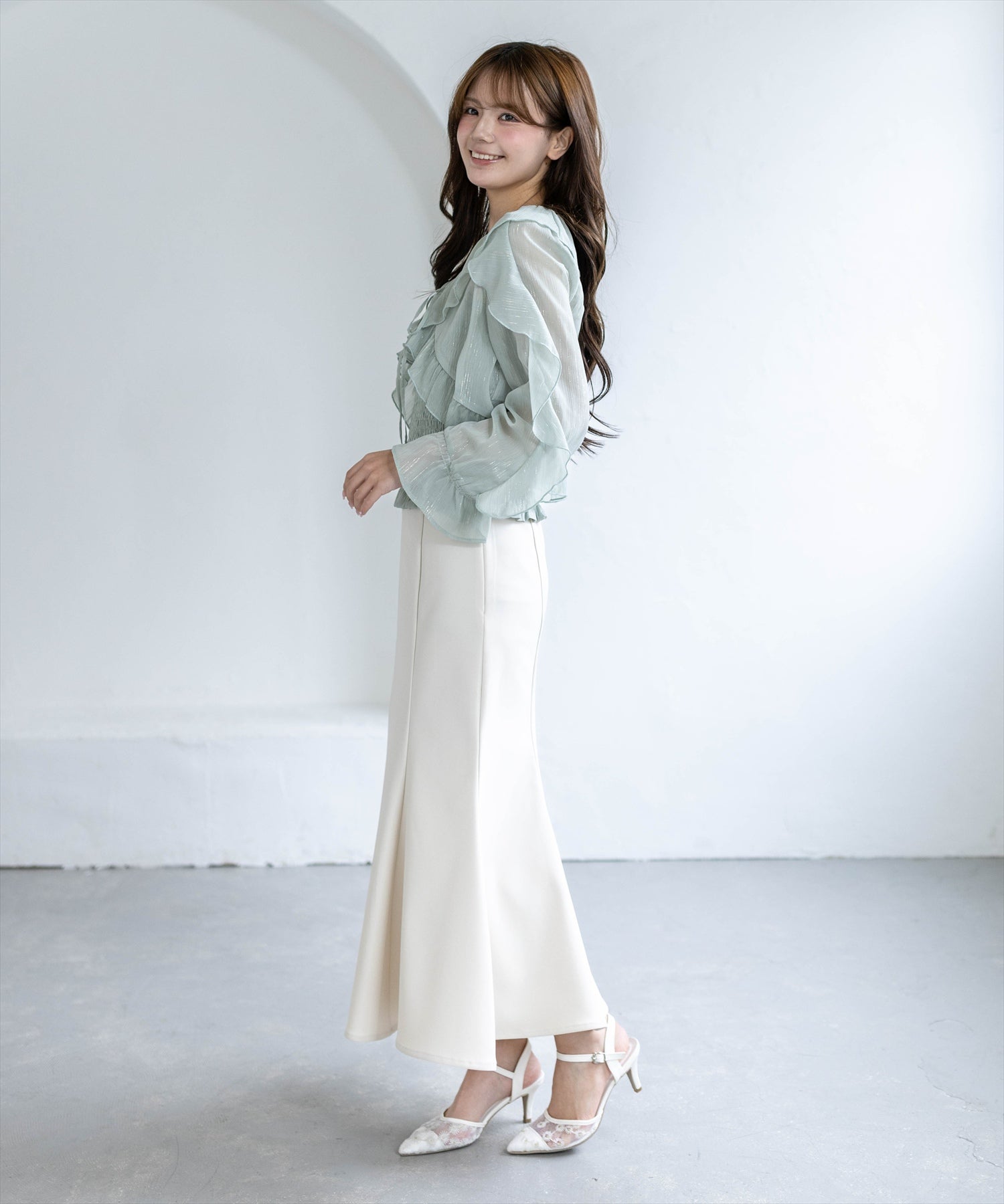 161cm/ミント着用