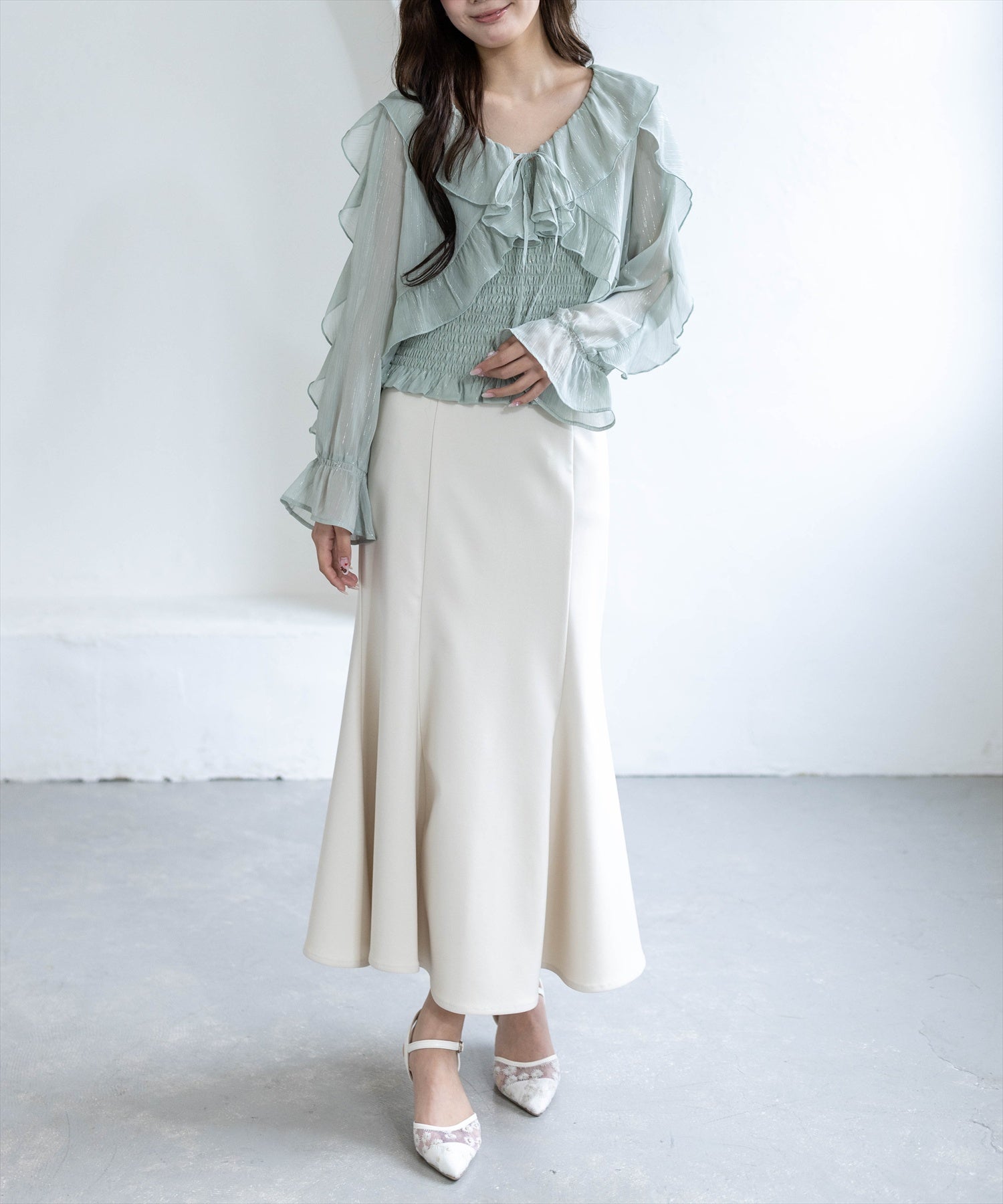 161cm/ミント着用