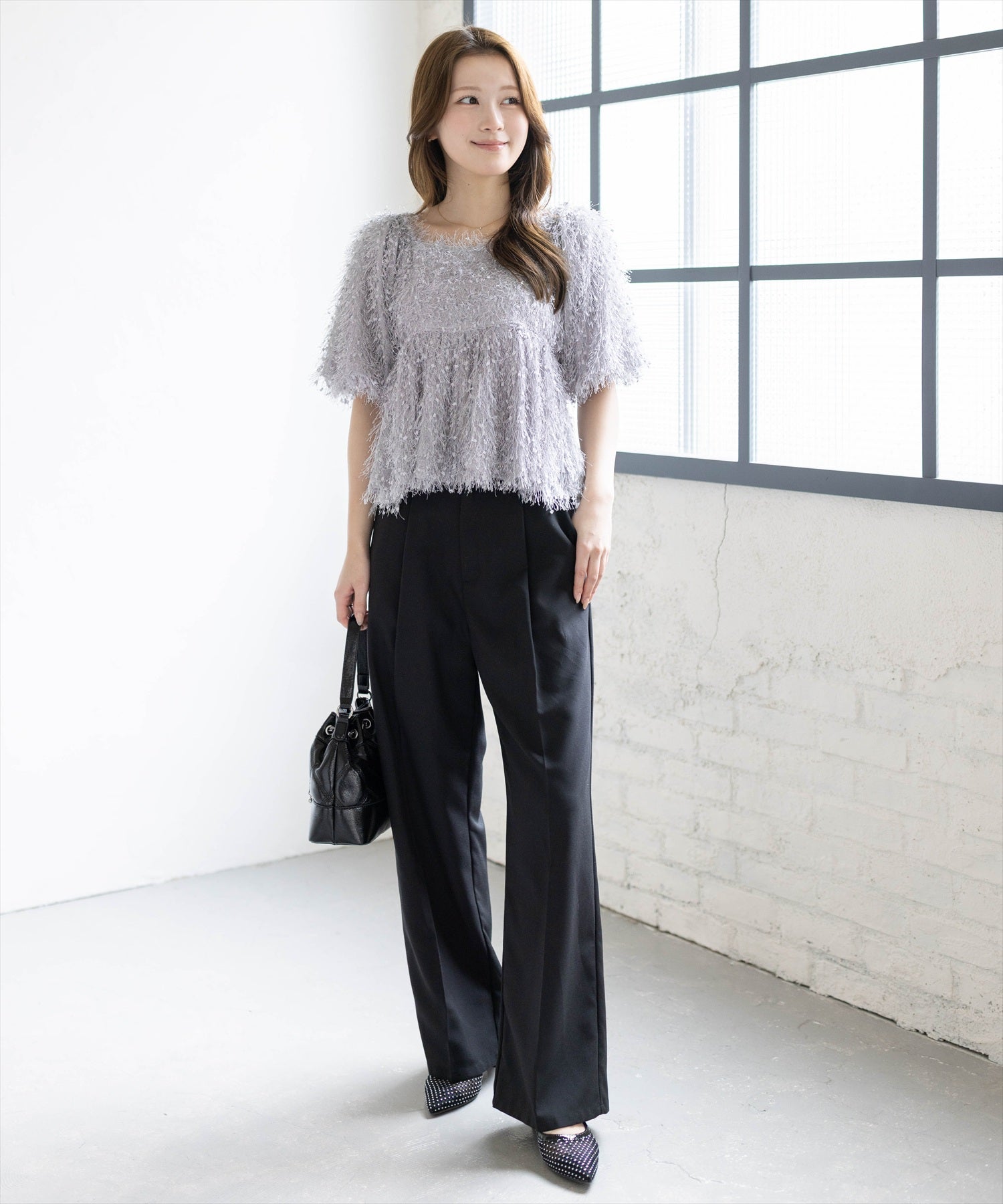 163cm/グレー着用