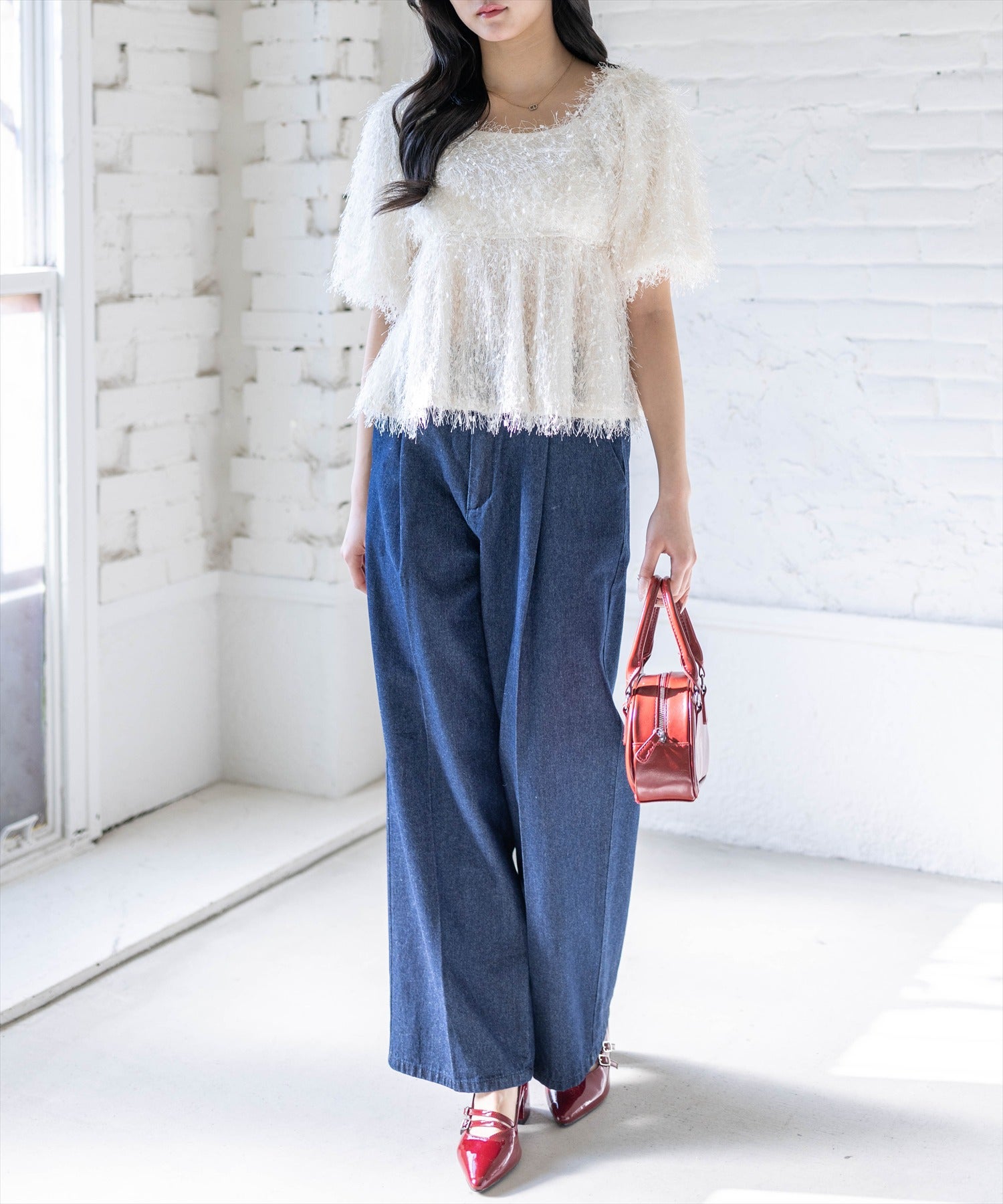 167cm/アイボリー着用