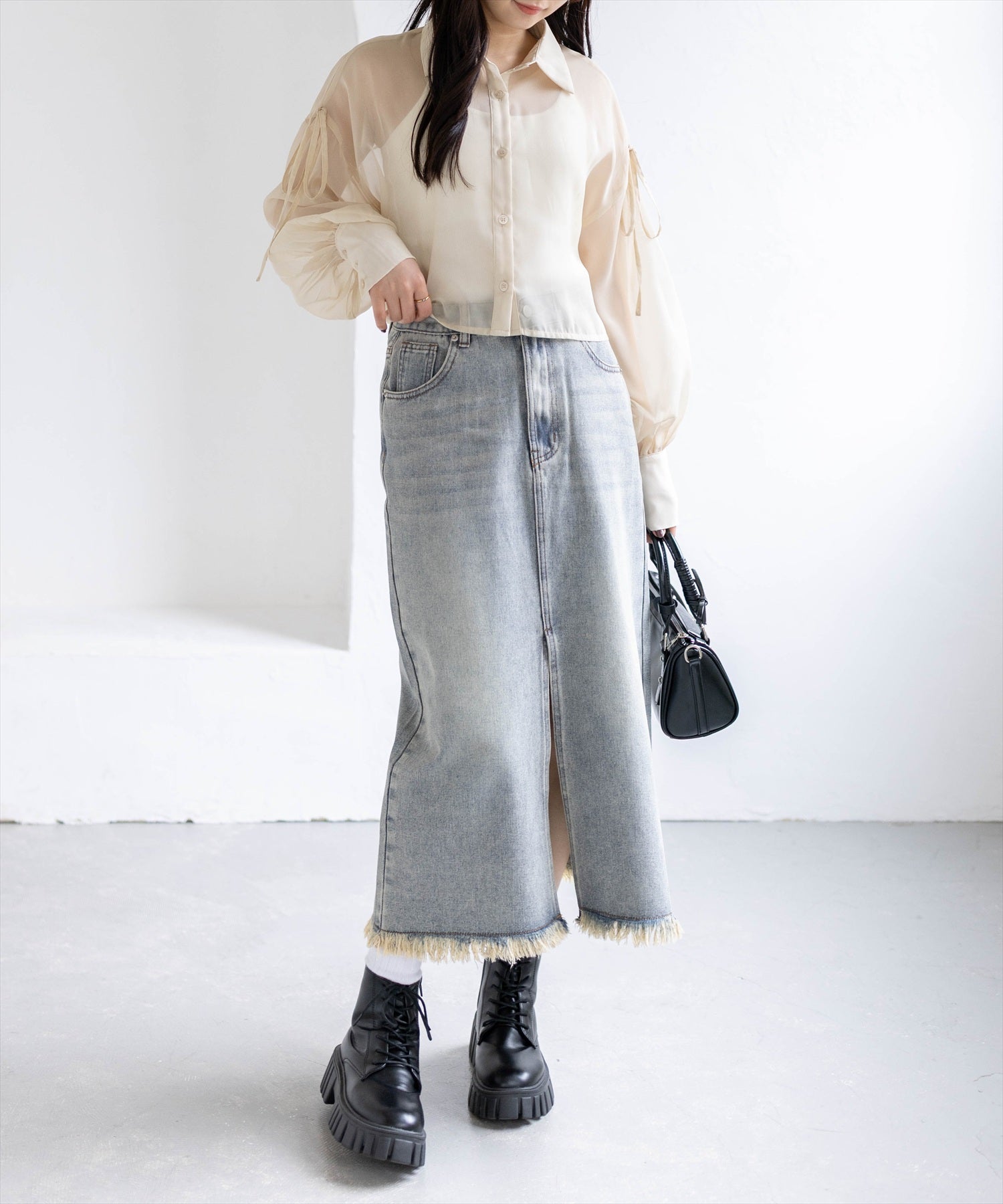 162cm/ベージュ着用