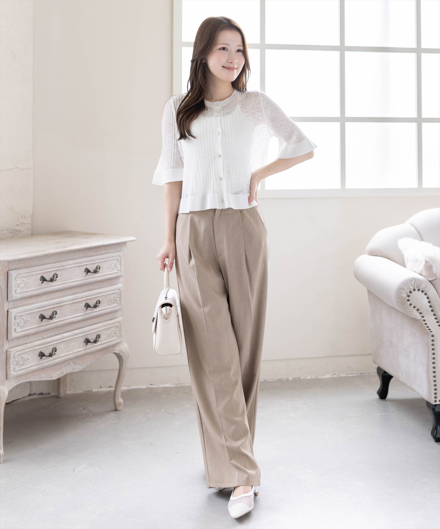 163cm/アイボリー着用